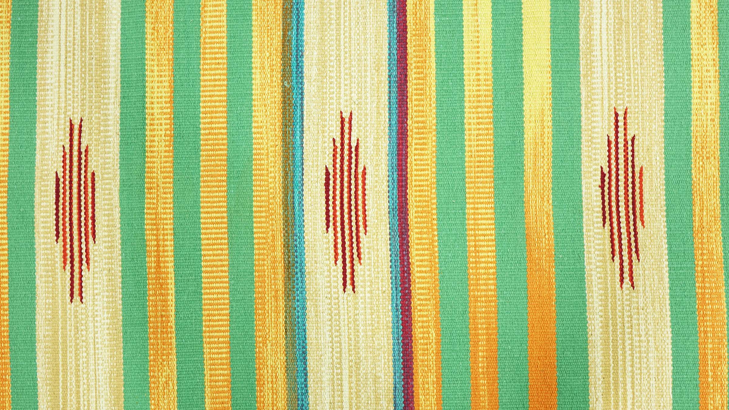 Knallbunter Kelim Teppich 60x120 Handgewebt Mehrfarbig Streifen Handarbeit Gewebt