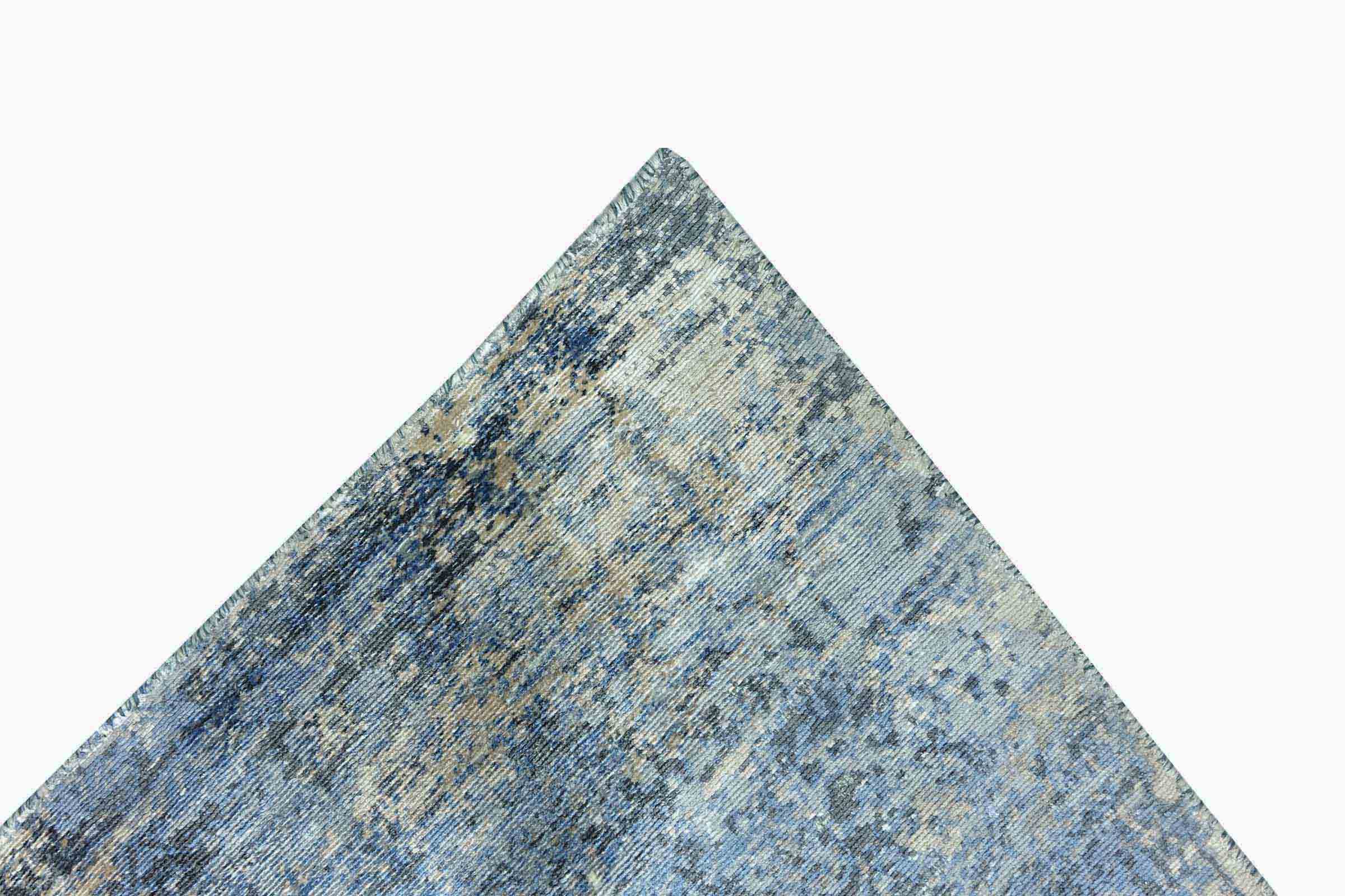 Handloom Vintage 240x170 Handgewebt Teppich 170x240 Blau Abstrakt Handarbeit Orient