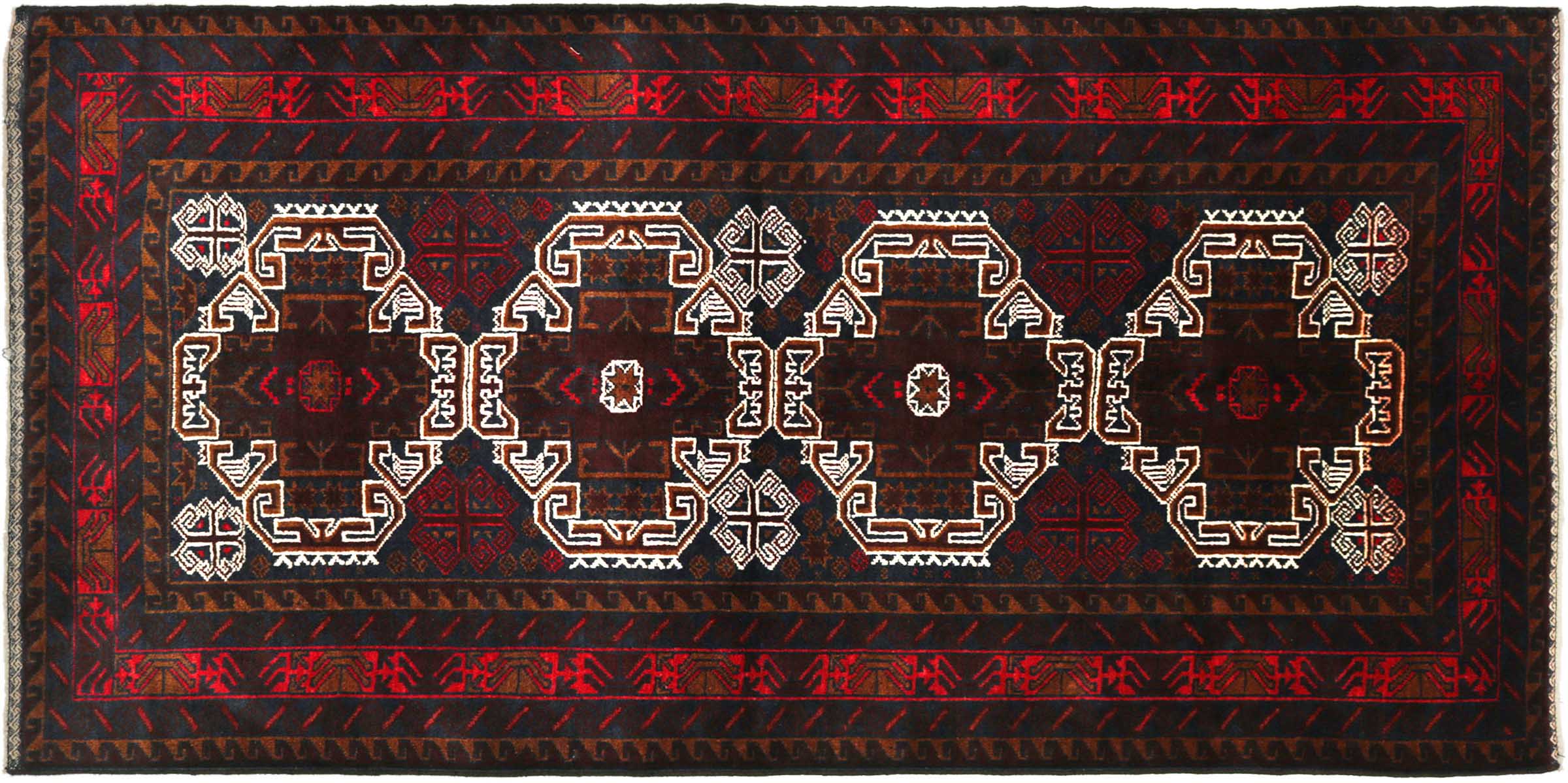 Afghan Belutsch Baluch 110x190 Handgeknüpft Orientteppich Dunkelblau