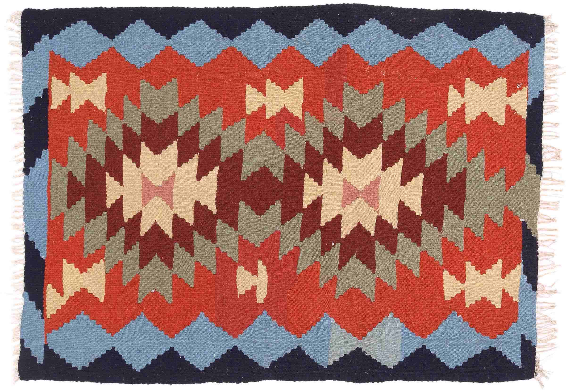 Perserteppich Kelim Ardebil 90x130 Handgewebt Braun Geometrisch Handarbeit Zimmer