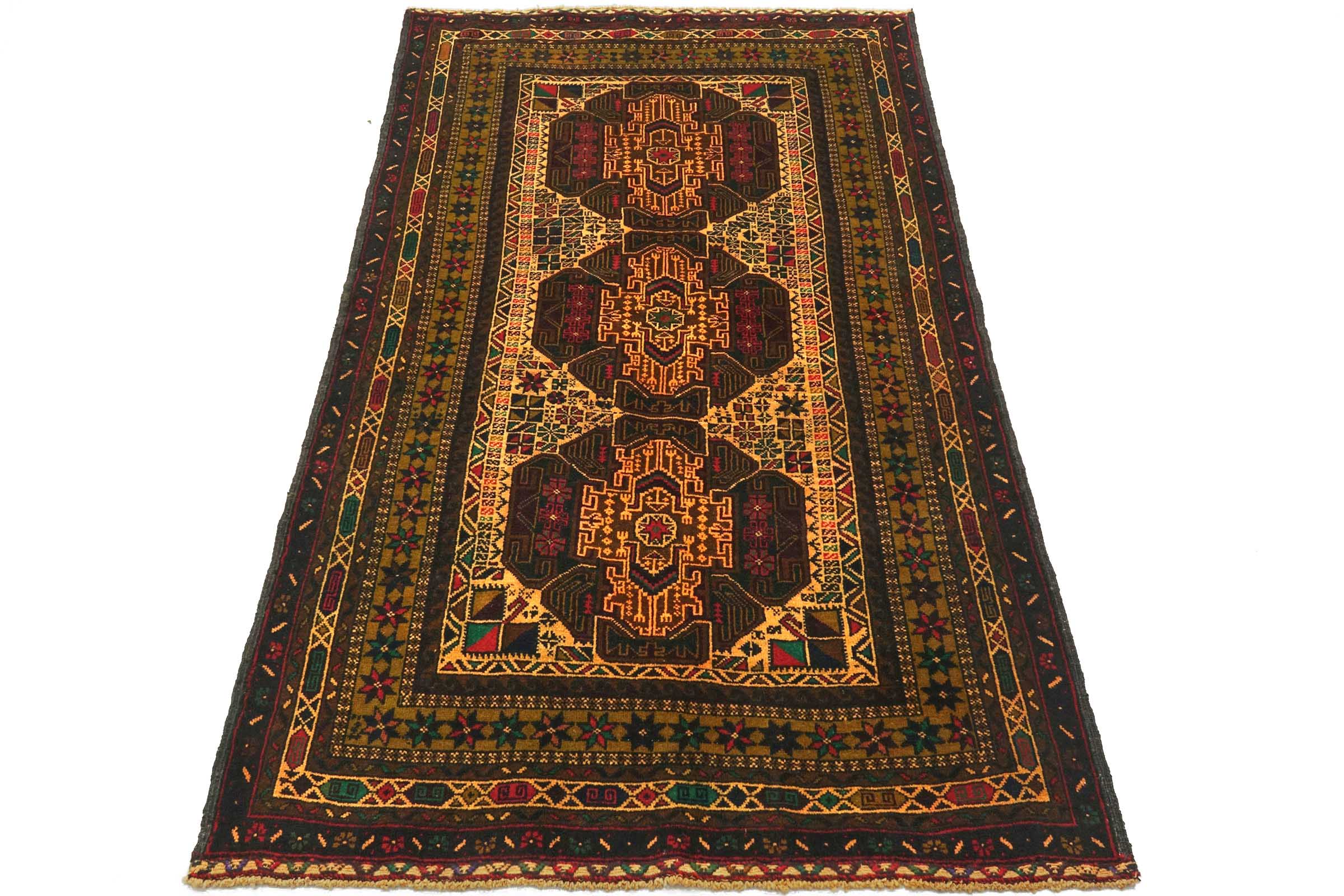 Afghan Belutsch Baluch 120x180 Handgeknüpft Orientteppich Braun Geometrisch