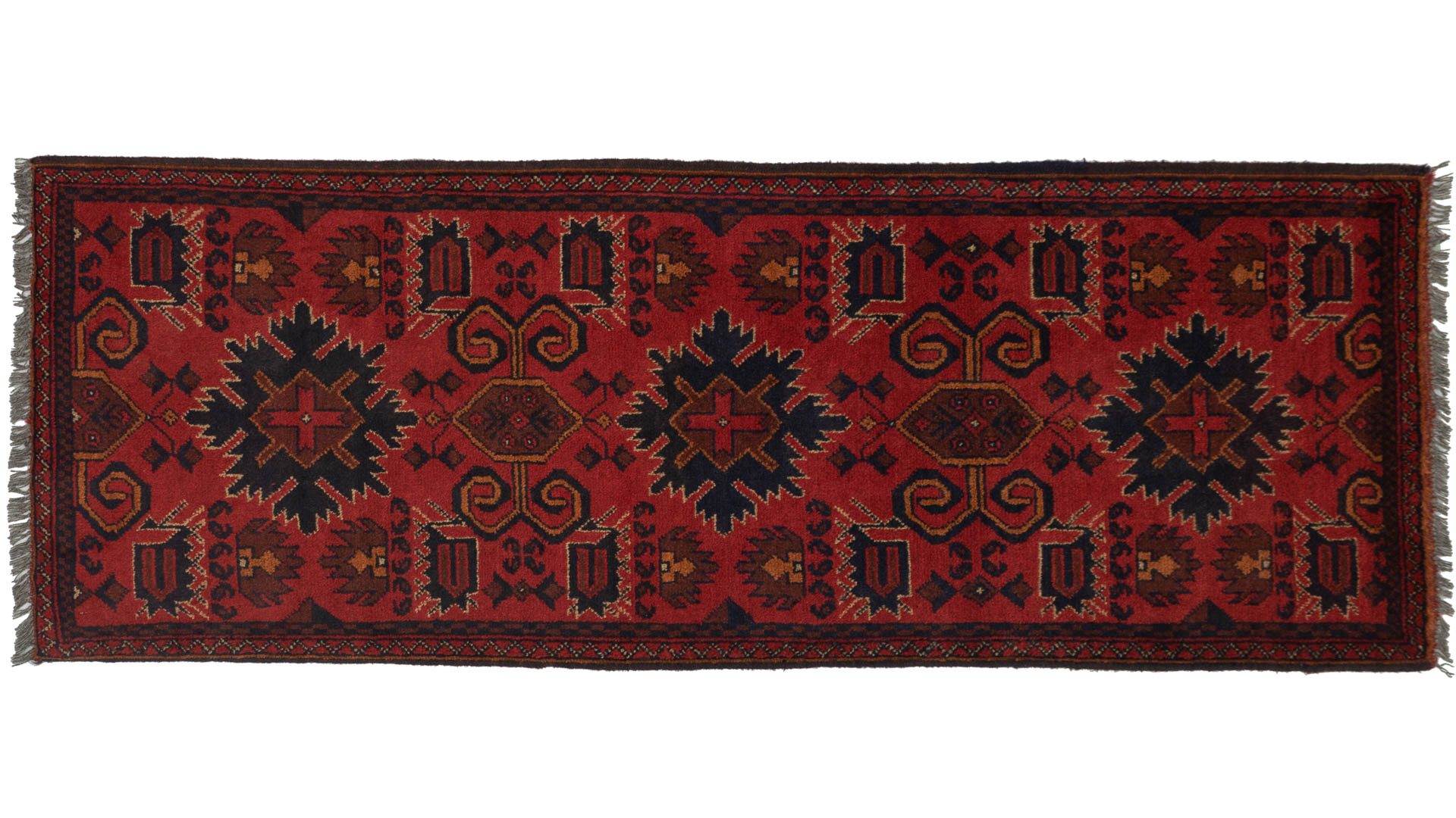 Afghan Khal Mohammadi 50x150 Handgeknüpft Teppich Läufer Braun Geometrisch