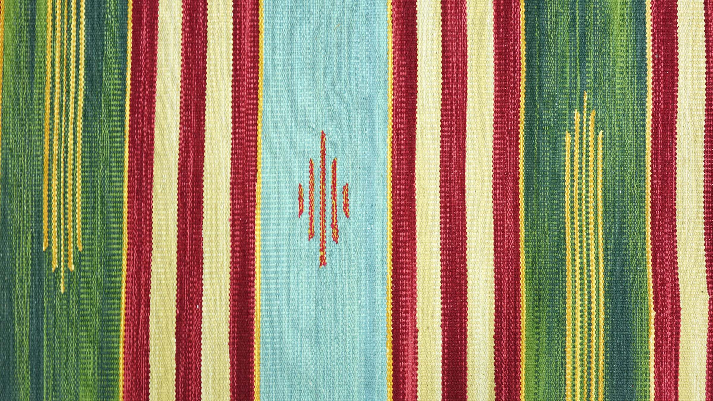 Knallbunter Kelim Teppich 60x120 Handgewebt Mehrfarbig Streifen Handarbeit Gewebt