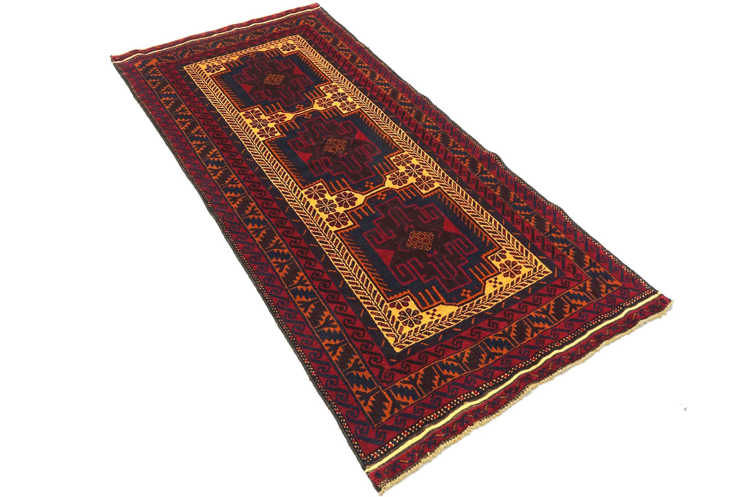 Afghan Belutsch Baluch 100x210 Handgeknüpft Orientteppich Beige Geometrisch