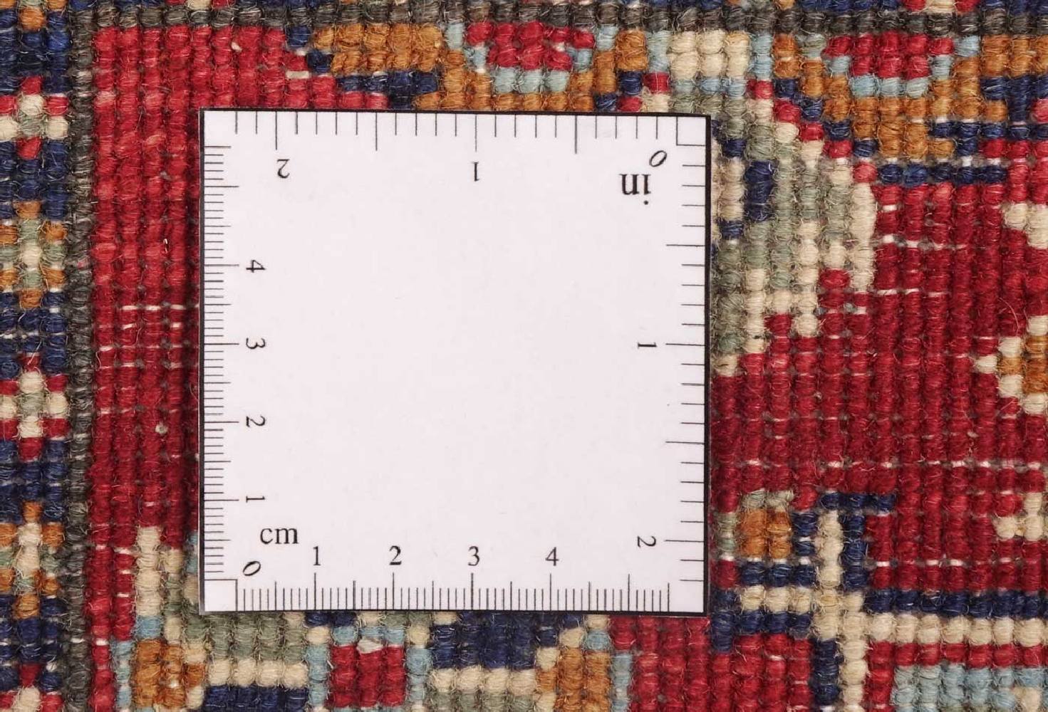 Kazak Teppich 60x170 Handgeknüpft Läufer rot Geometrisch Orientalisch UNIKAT Kurzflor