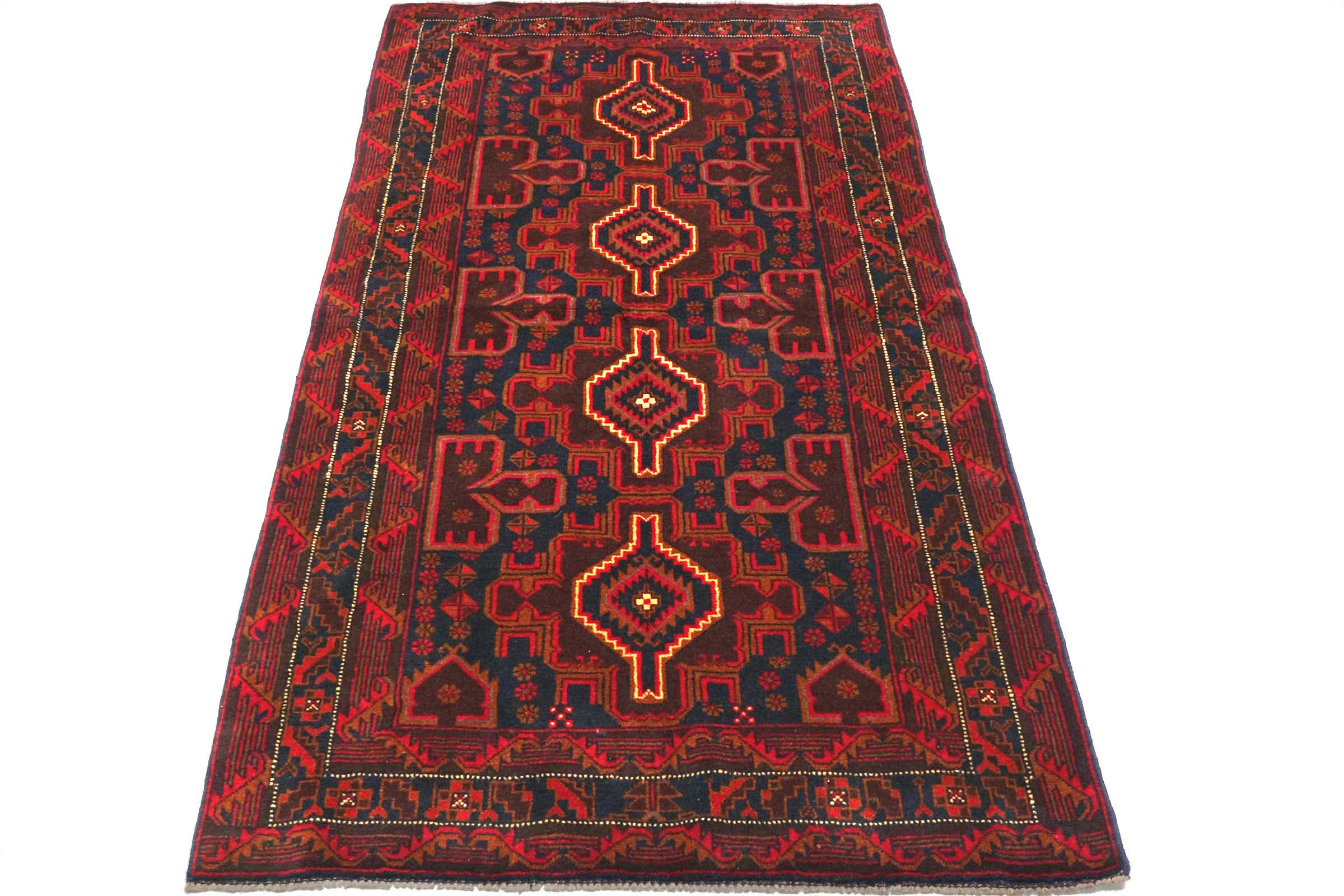 Afghan Belutsch Baluch 120x200 Handgeknüpft Orientteppich Braun Geometrisch