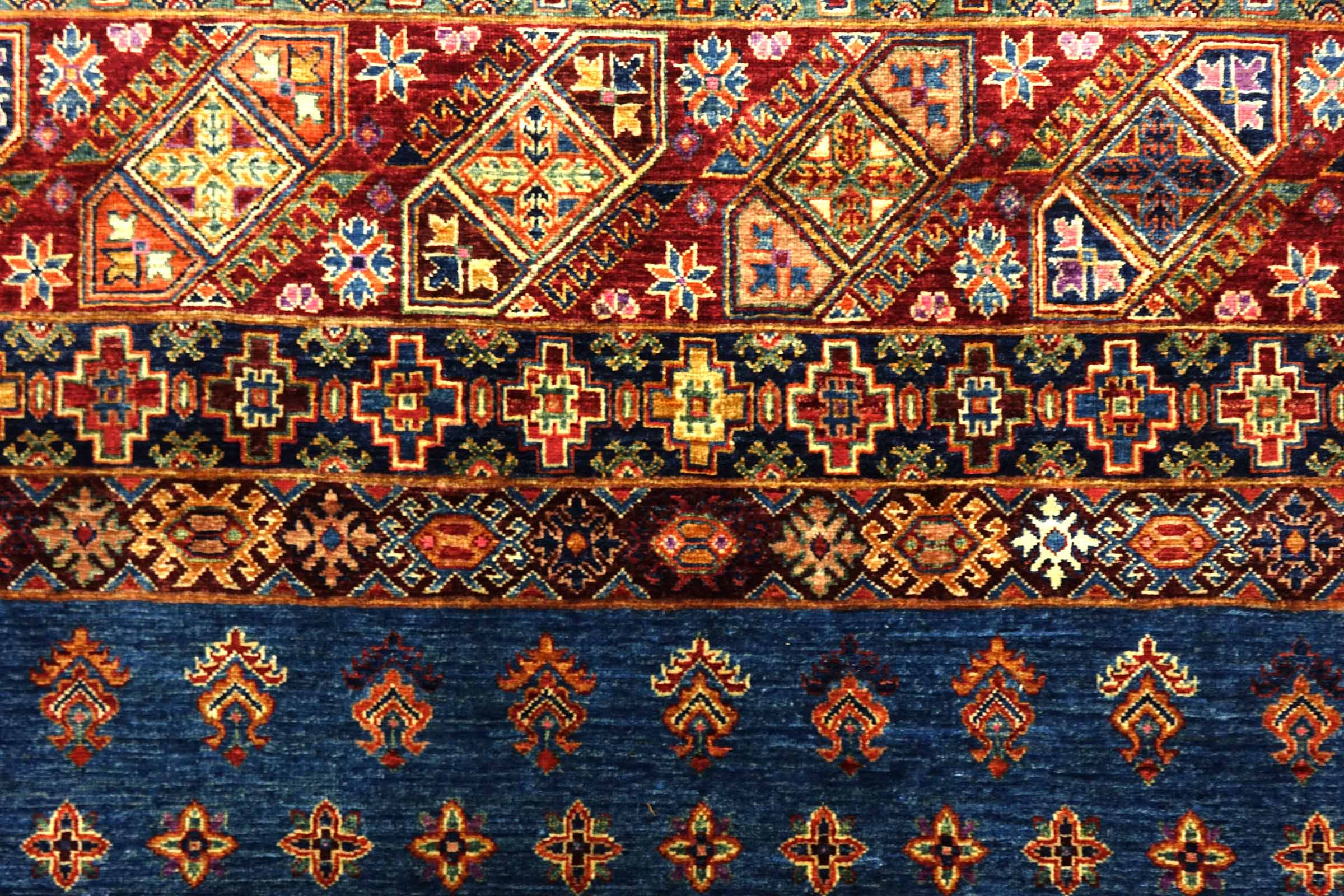 Afghan Khorjin Shaal 170x240 Handgeknüpft Orientteppich Blau Streifen Wolle