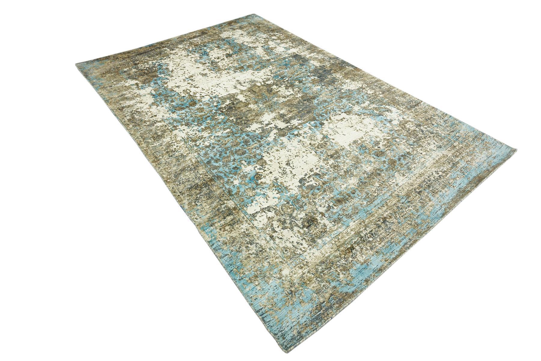 Handloom Vintage 160x90 120x180 160x230 200x300 Handgewebt Teppich Grau Abstrakt Handarbeit