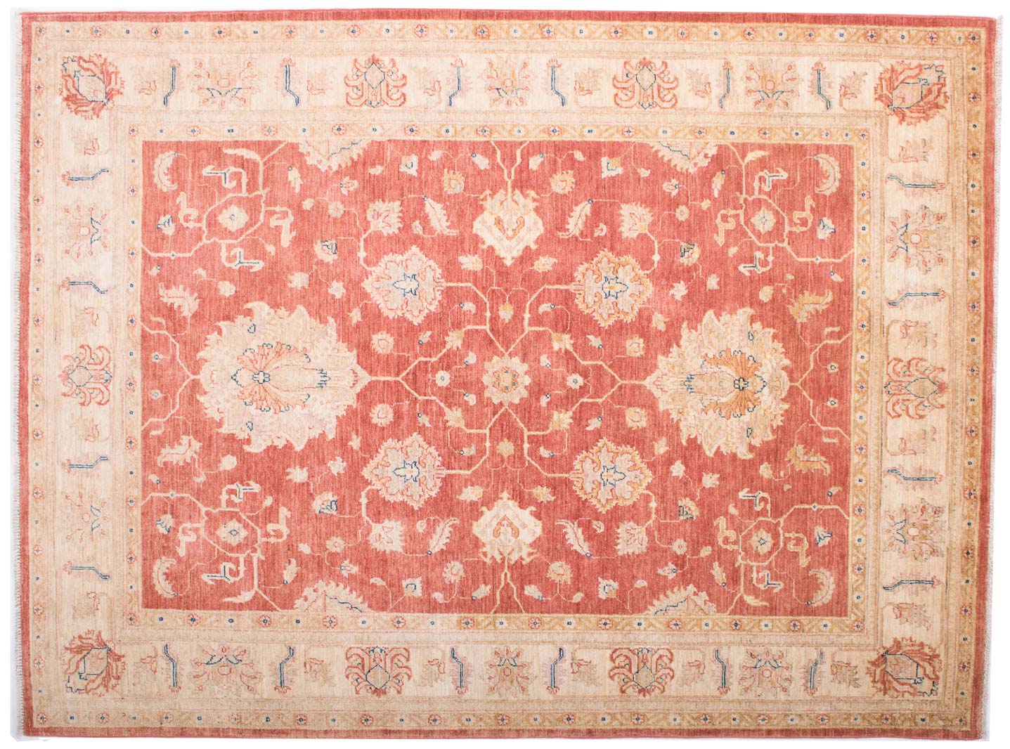 Afghan Chobi Ziegler Fein 150x200 Handgeknüpft Teppich Beige Blumenmuster