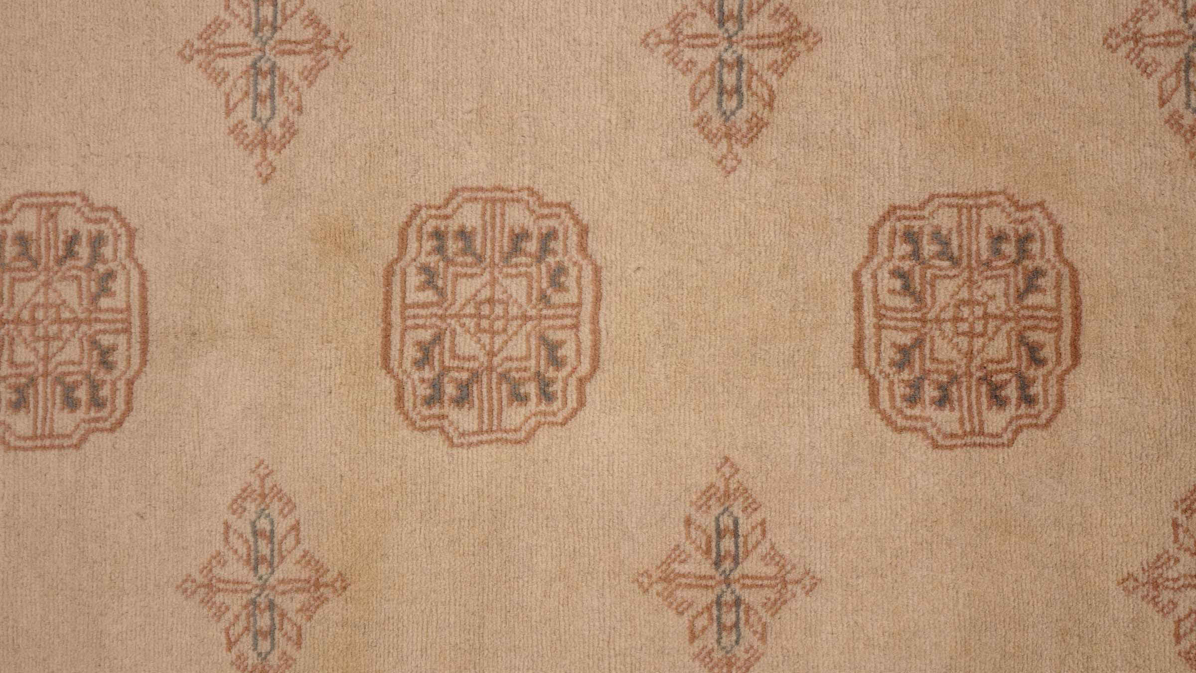 Pakistan Buchara 3ply Teppich 140x200 Handgeknüpft Beige Geometrisch Orient Kurzflor