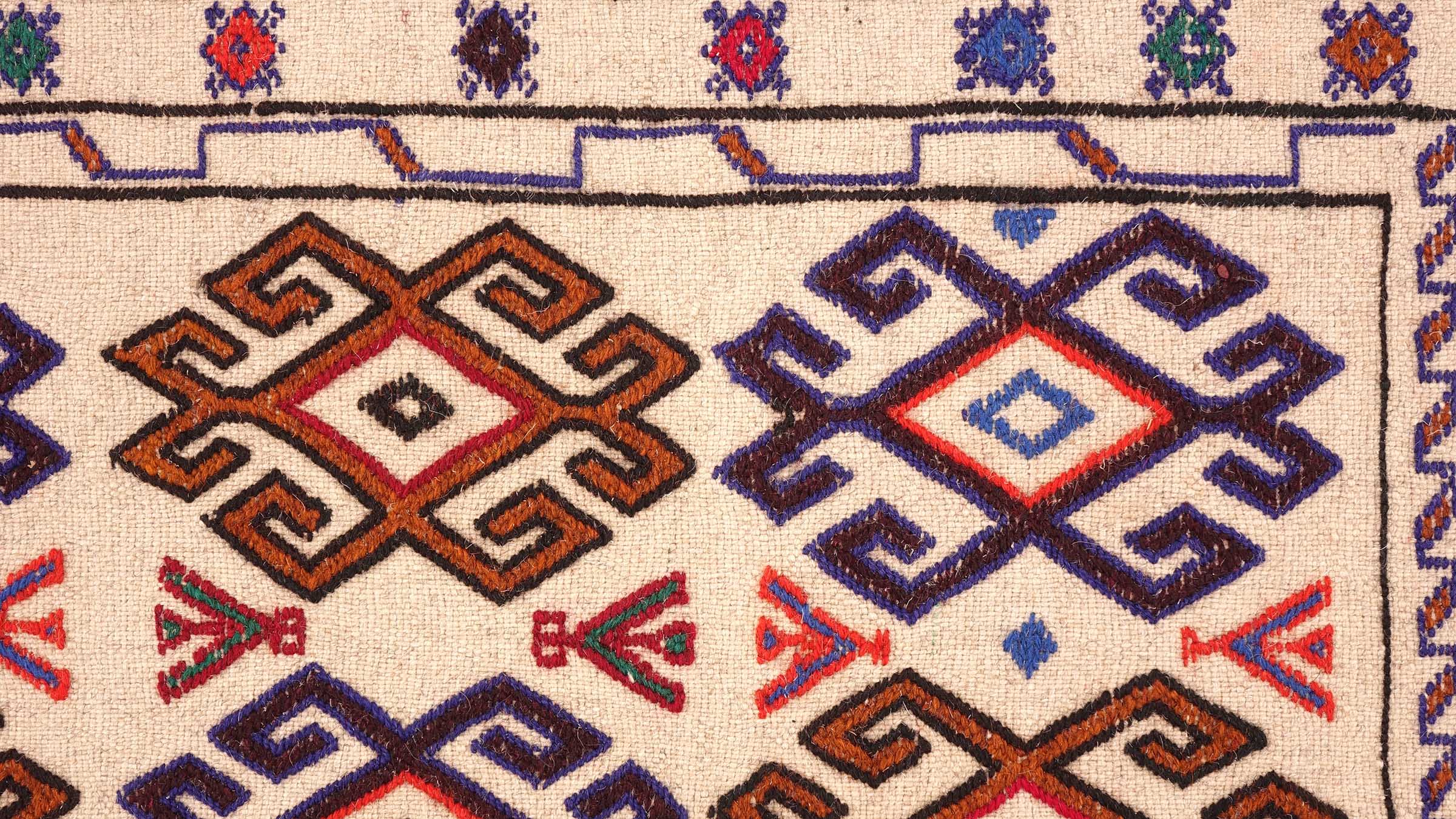 Afghan Kelim Gol Barjasta Teppich 120x180 Handgewebt Beige Geometrisch Handarbeit