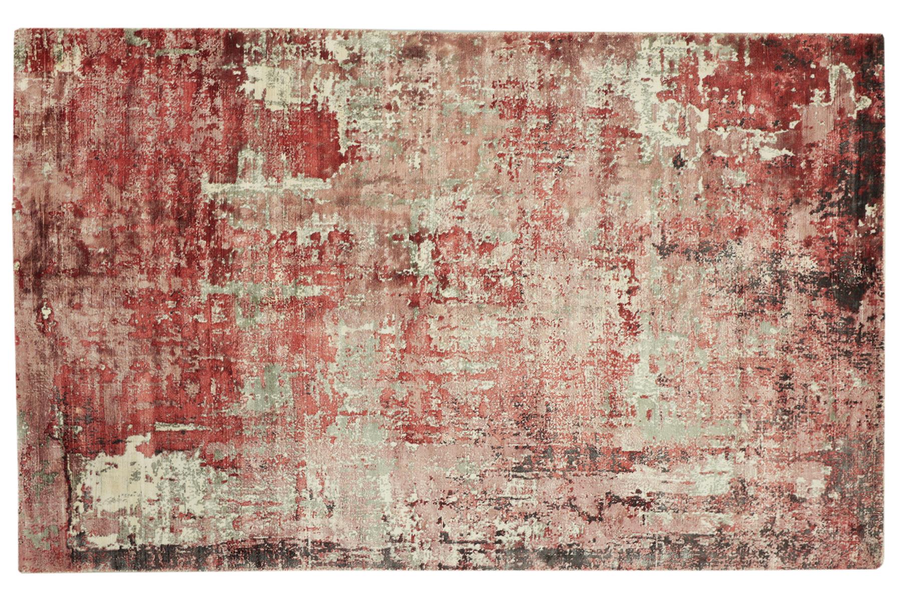 Handloom Vintage 230x160 Handgewebt Teppich 160x230 Rot Abstrakt Handarbeit Orient