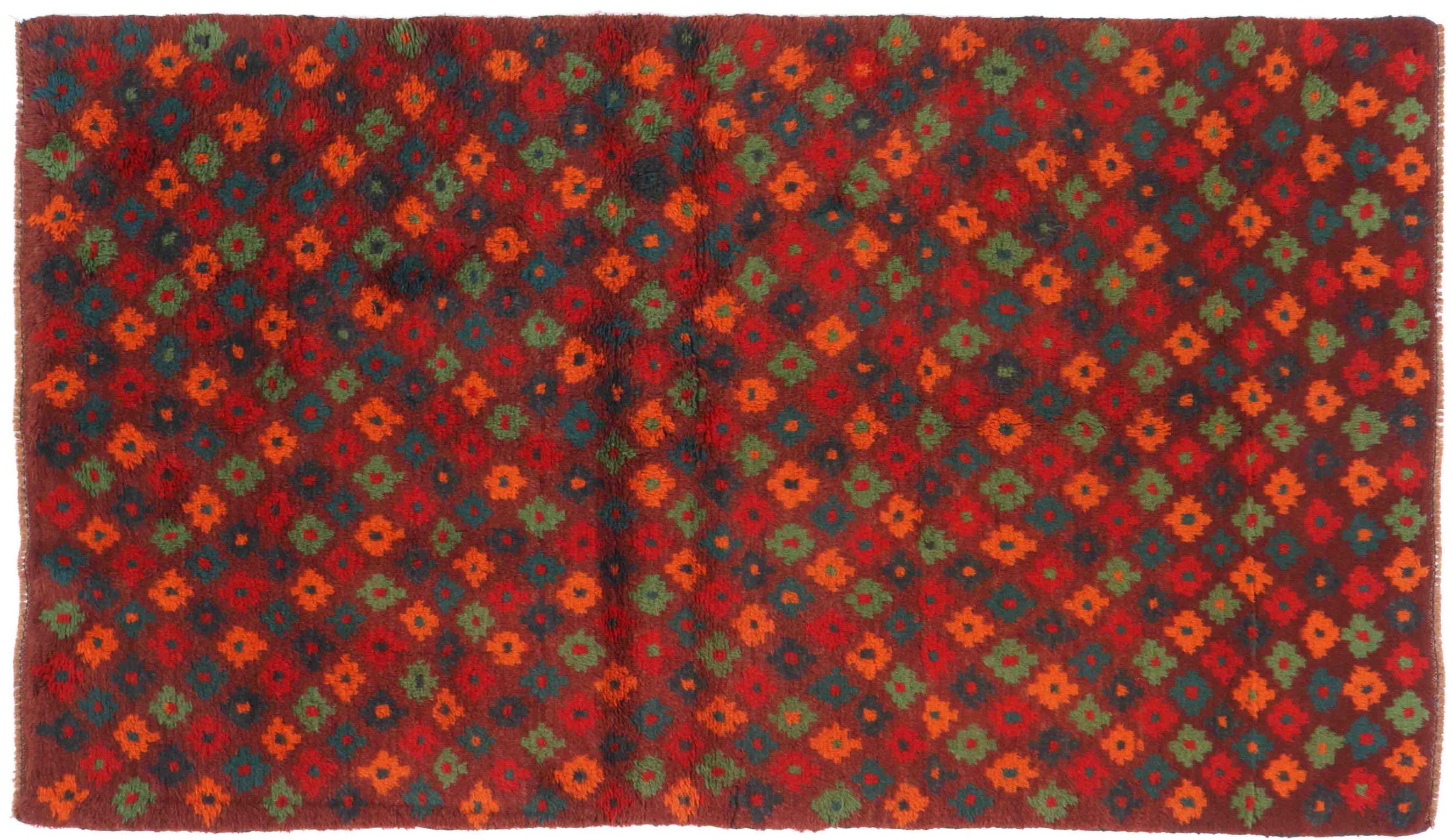 Gabbeh Teppich 110x180 Handgeknüpft Braun Durchgemustert Orientalisch UNIKAT Kurzflor