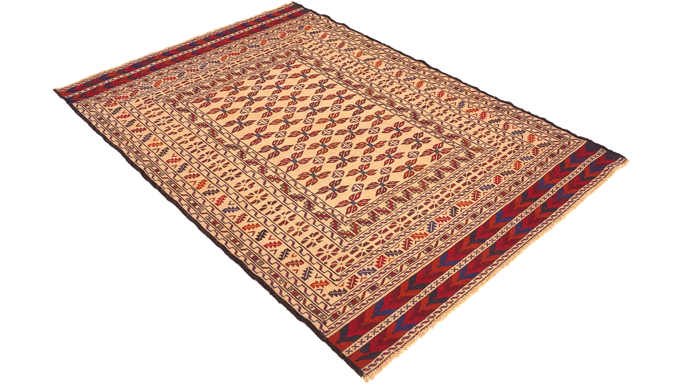 Afghan Kelim Gol Barjasta Teppich 120x180 Handgewebt Gold Geometrisch Handarbeit Gewebt