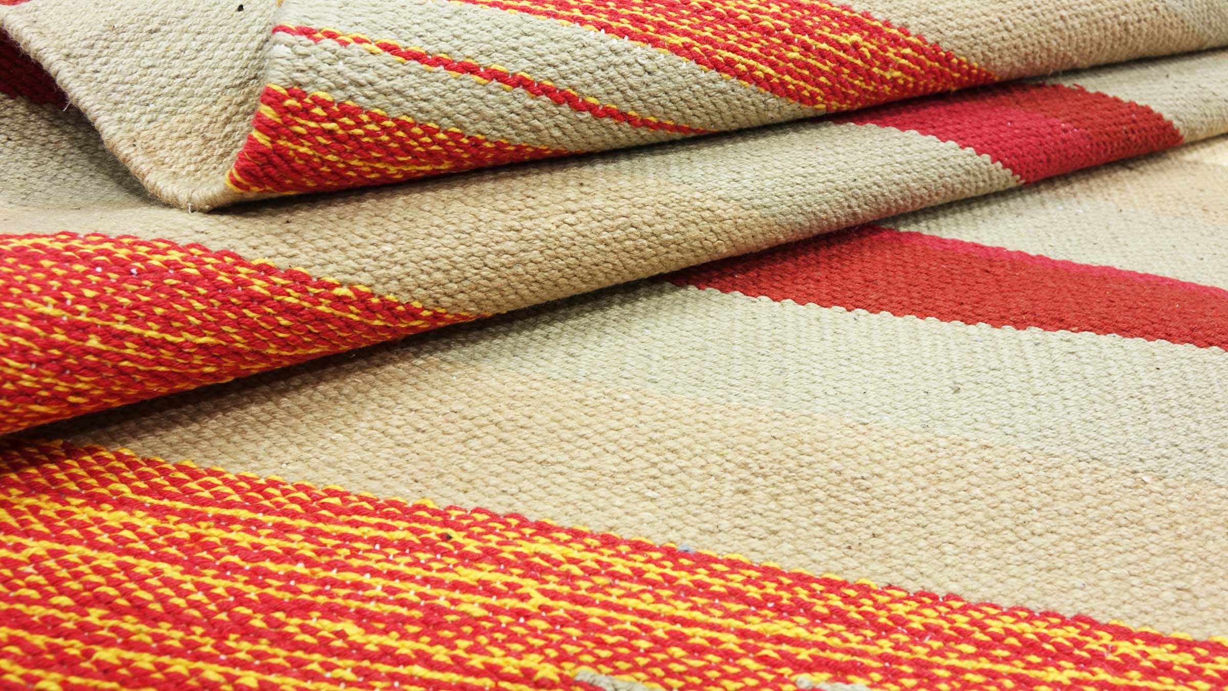 Knallbunter Kelim Teppich 60x120 Handgewebt Mehrfarbig Gestreift Handarbeit Gewebt