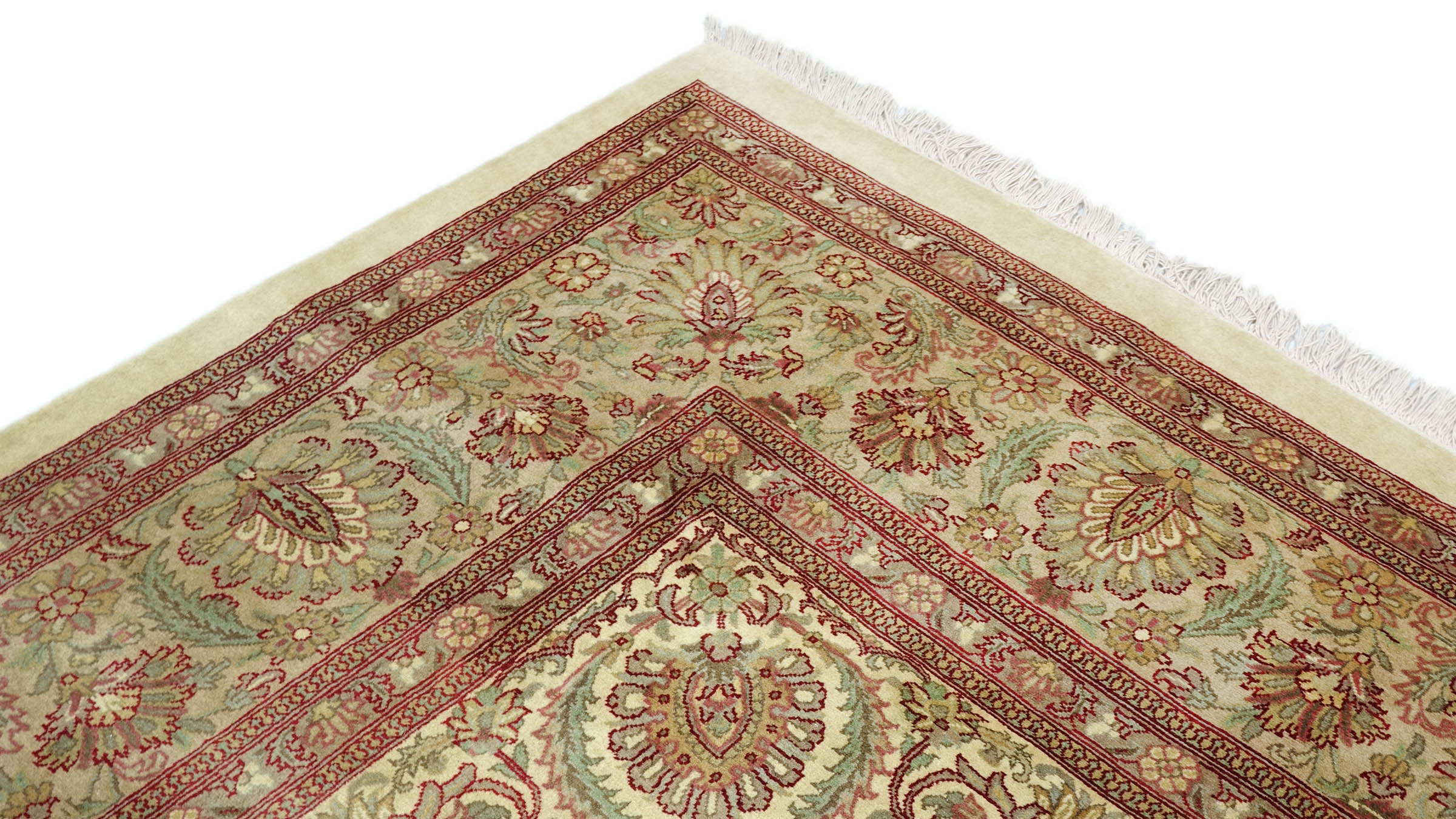 Pakistan Ziegler Ferahan Teppich 250x350 Handgeknüpft Beige Floral Orient Kurzflor