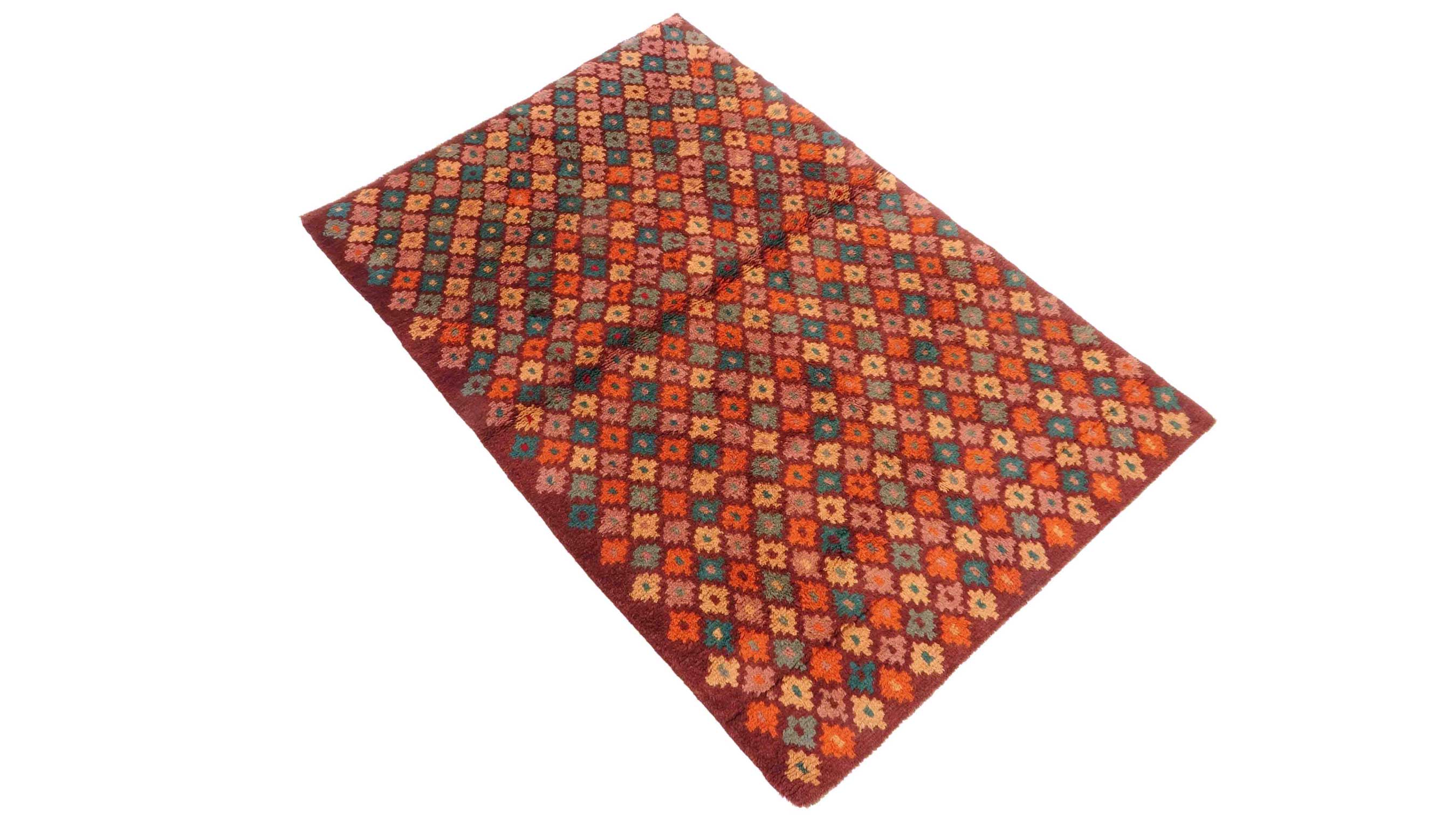 Gabbeh Teppich 110x160 Handgeknüpft Braun Durchgemustert Orientalisch UNIKAT Kurzflor