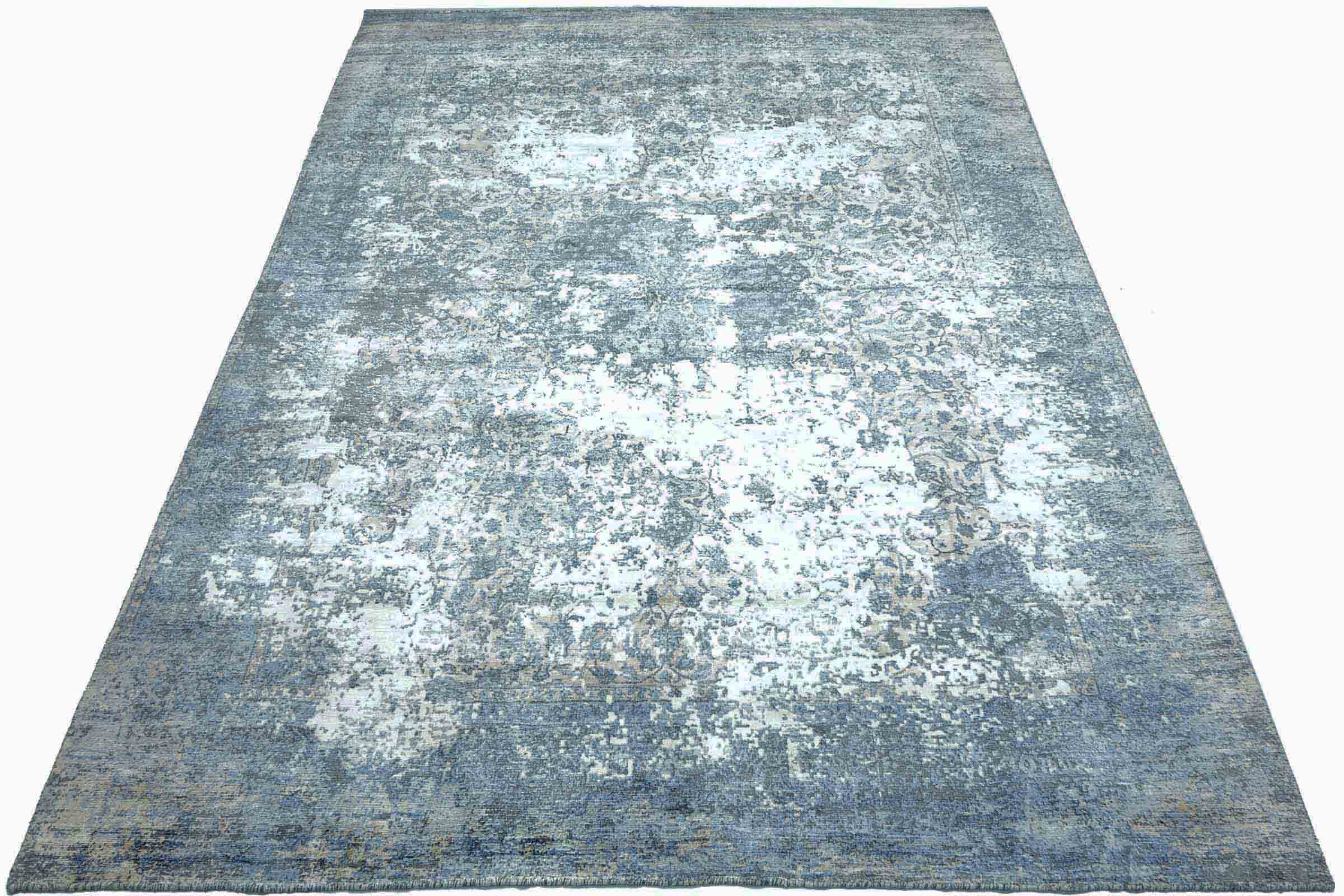 Handloom Vintage 240x170 Handgewebt Teppich 170x240 Blau Abstrakt Handarbeit Orient