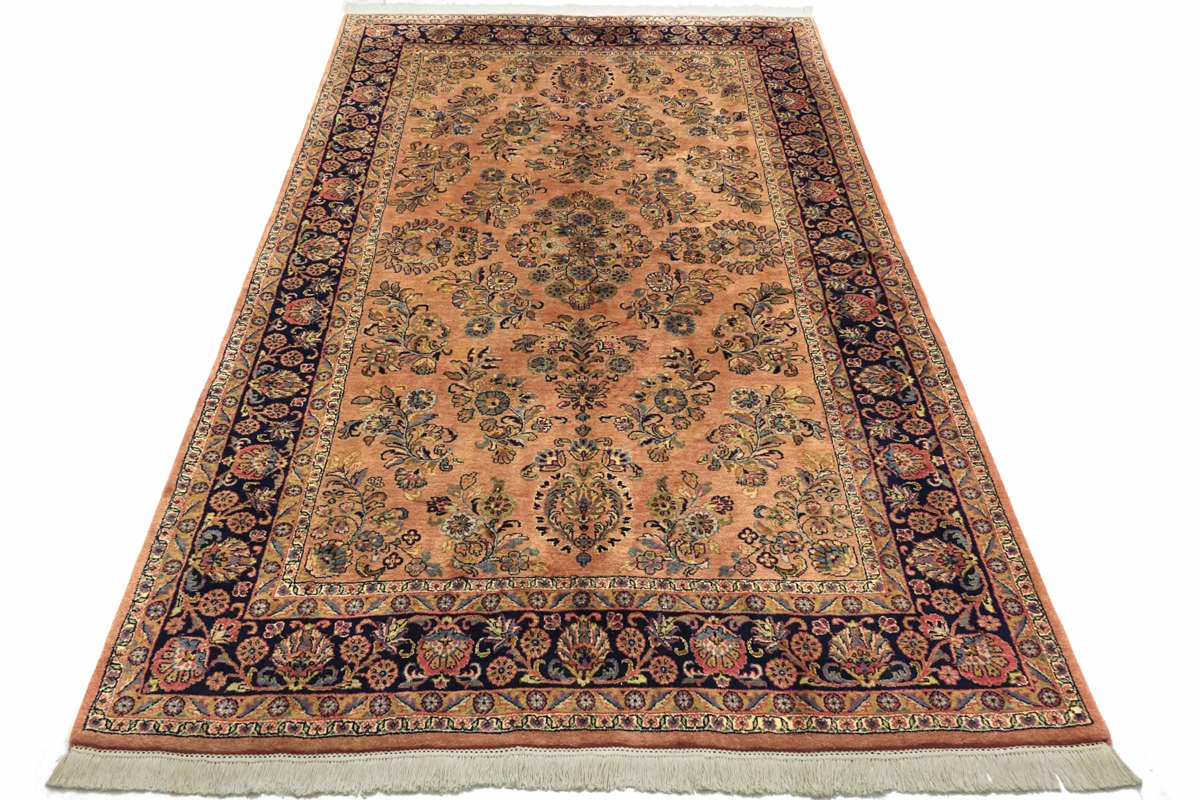 Sarough Teppich 180x280 Handgeknüpft Rosa Floral Wolle Kurzflor Rug