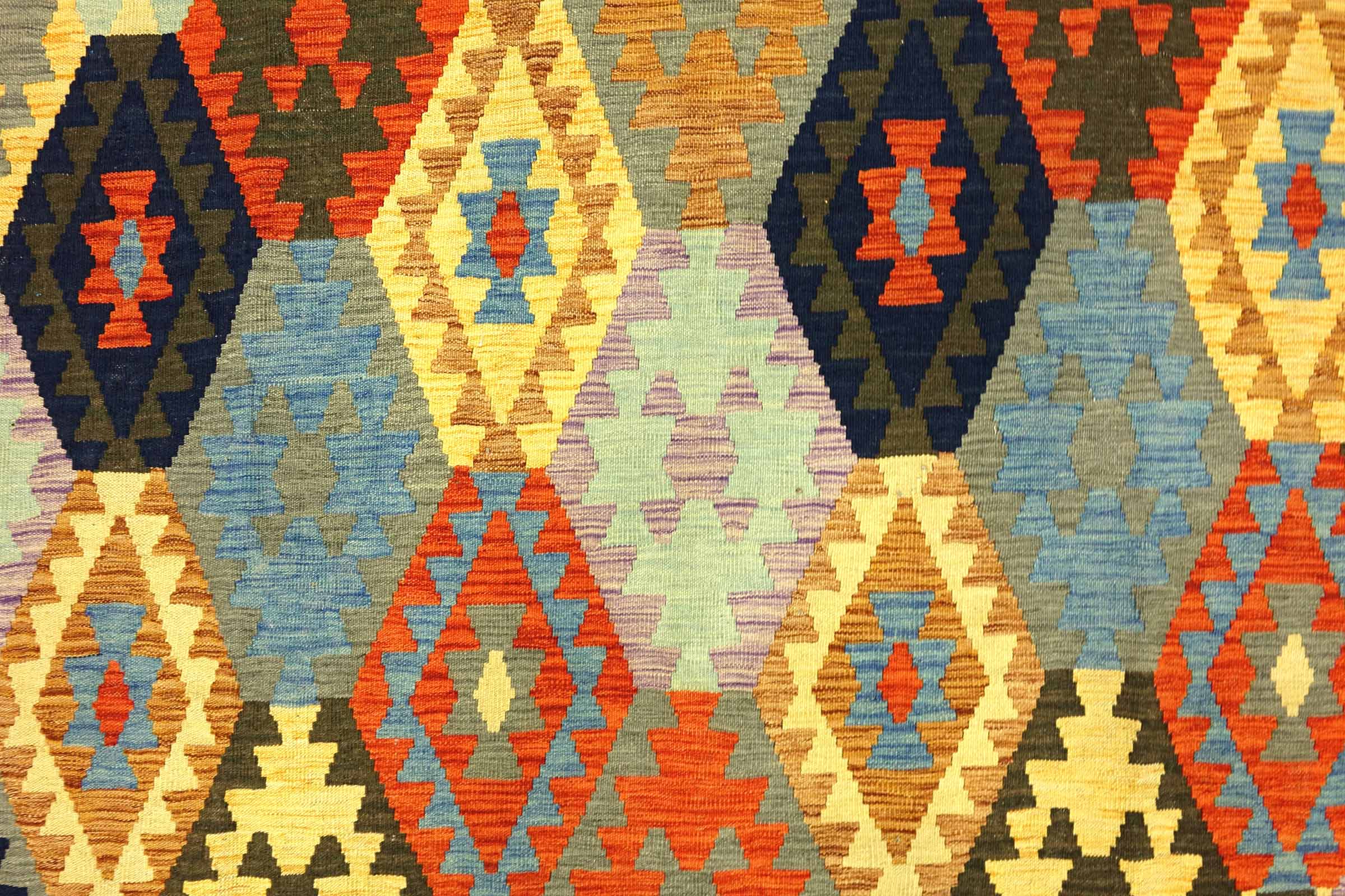 Afghan Maimana Kelim Bunt 250x350 Handgewebt Teppich Grau Geometrisch Orient
