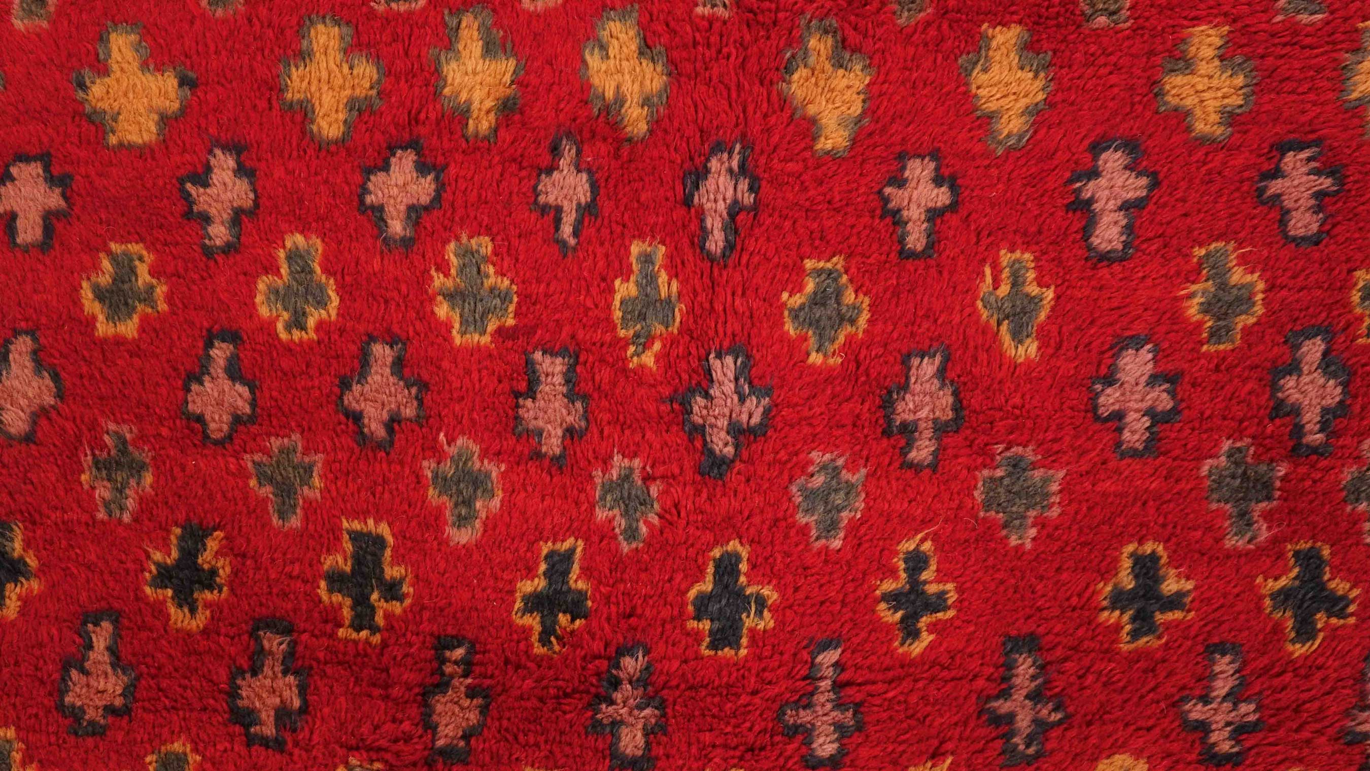 Gabbeh Teppich 110x190 Handgeknüpft Rot Streifen Orientalisch UNIKAT Kurzflor