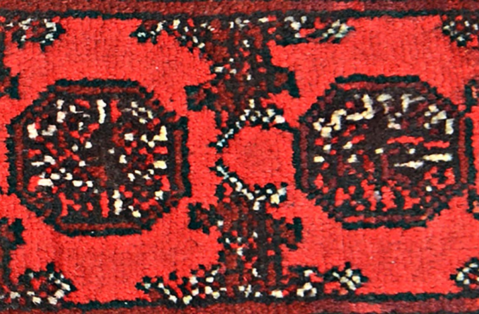 Afghan Aqcha Poshti Teppich 40x60 Handgeknüpft Rot Geometrisch Orient Kurzflor