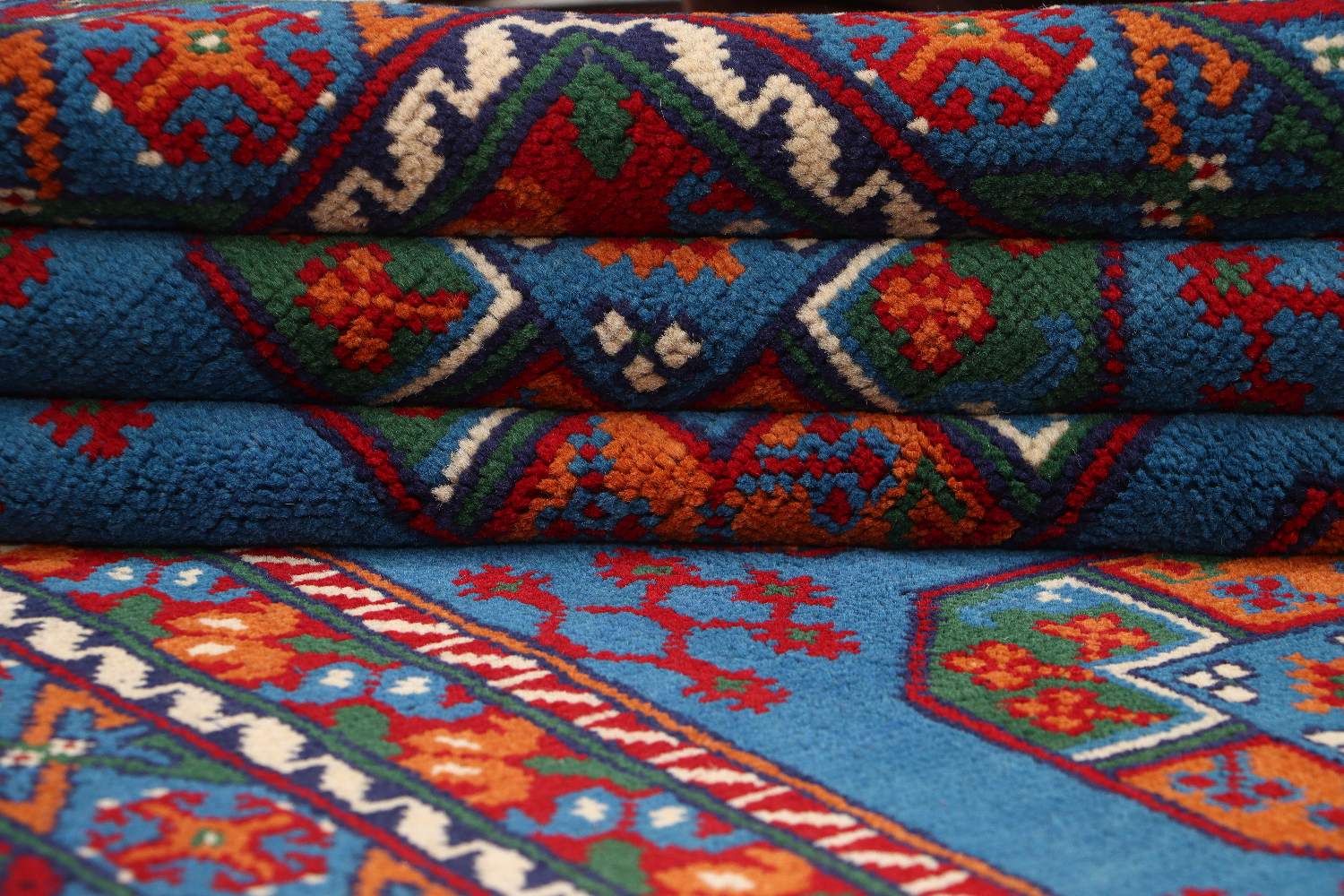 Afghan Akcha Rang Dar Teppich 170x240 Handgeknüpft Blau Durchgemustert Orient Kurzflor