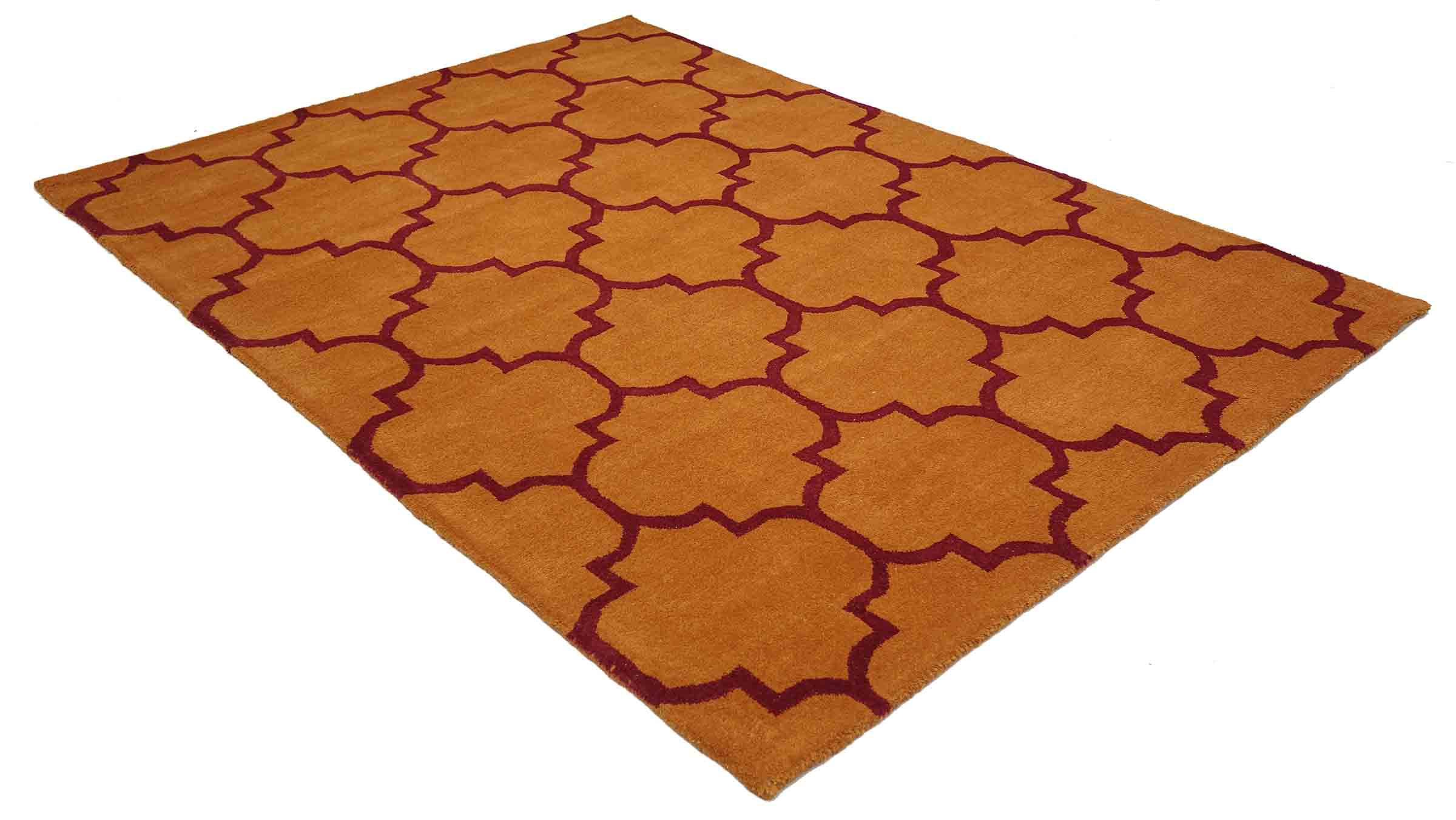 Handgefertigter moderner Wollteppich 160x230 Orange Ornamente Handarbeit Handtuft