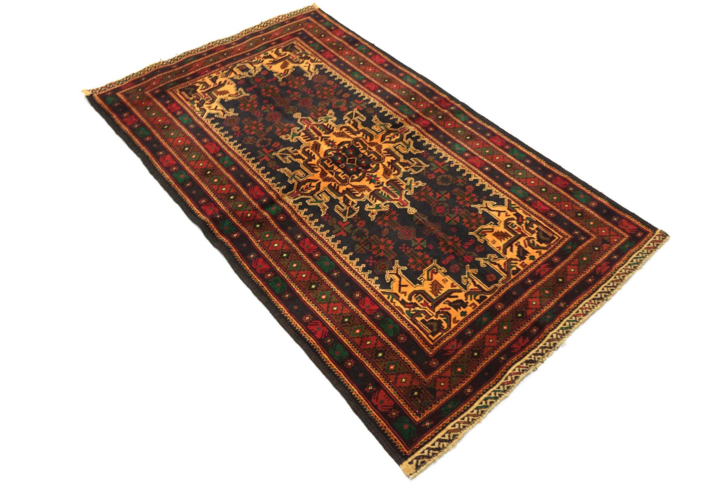 Afghan Belutsch Baluch 120x180 Handgeknüpft Orientteppich Dunkelblau