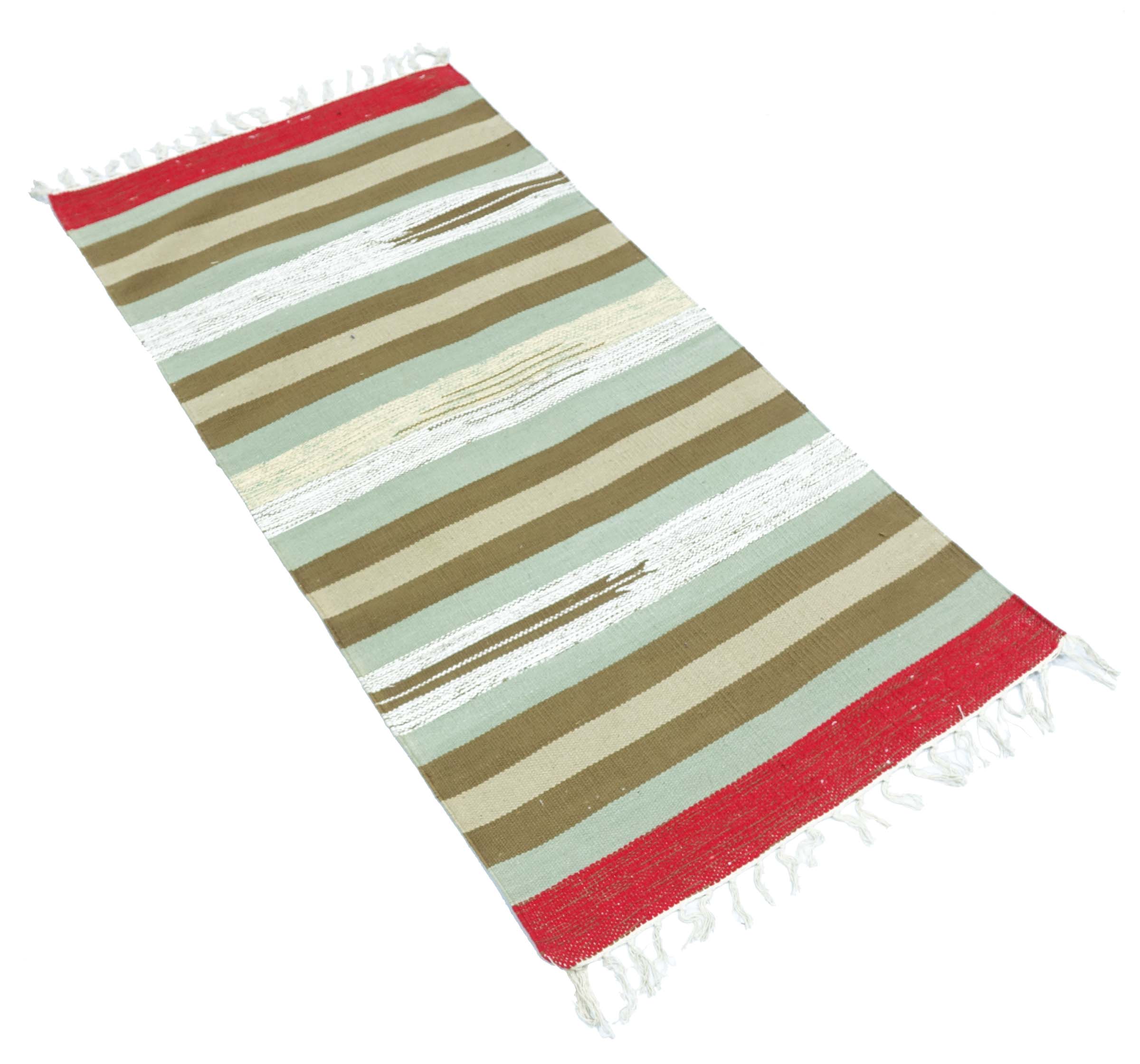 Knallbunter Kelim Teppich 60x120 Handgewebt Mehrfarbig Streifen Handarbeit Gewebt