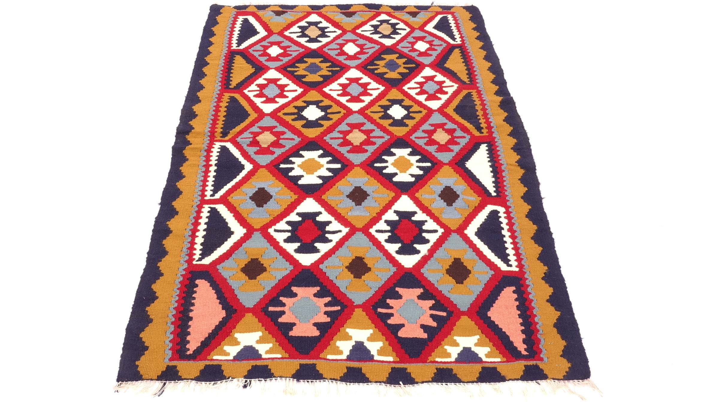 Perserteppich Kelim Ardebil 100x150 Handgewebt Braun Geometrisch Handarbeit Zimmer