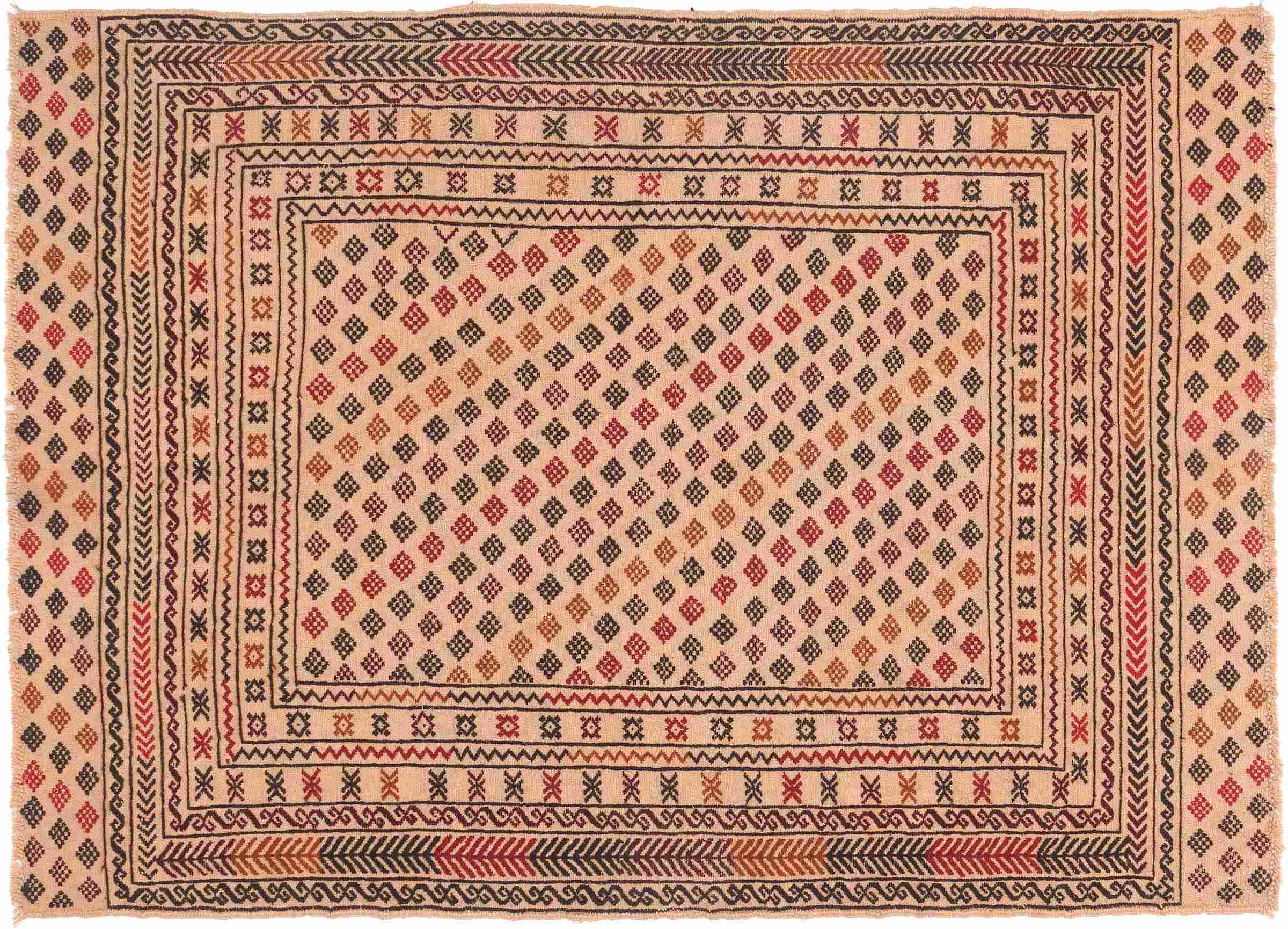 Afghan Kelim Gol Barjasta Teppich 120x180 Handgewebt Gold Geometrisch Handarbeit Gewebt