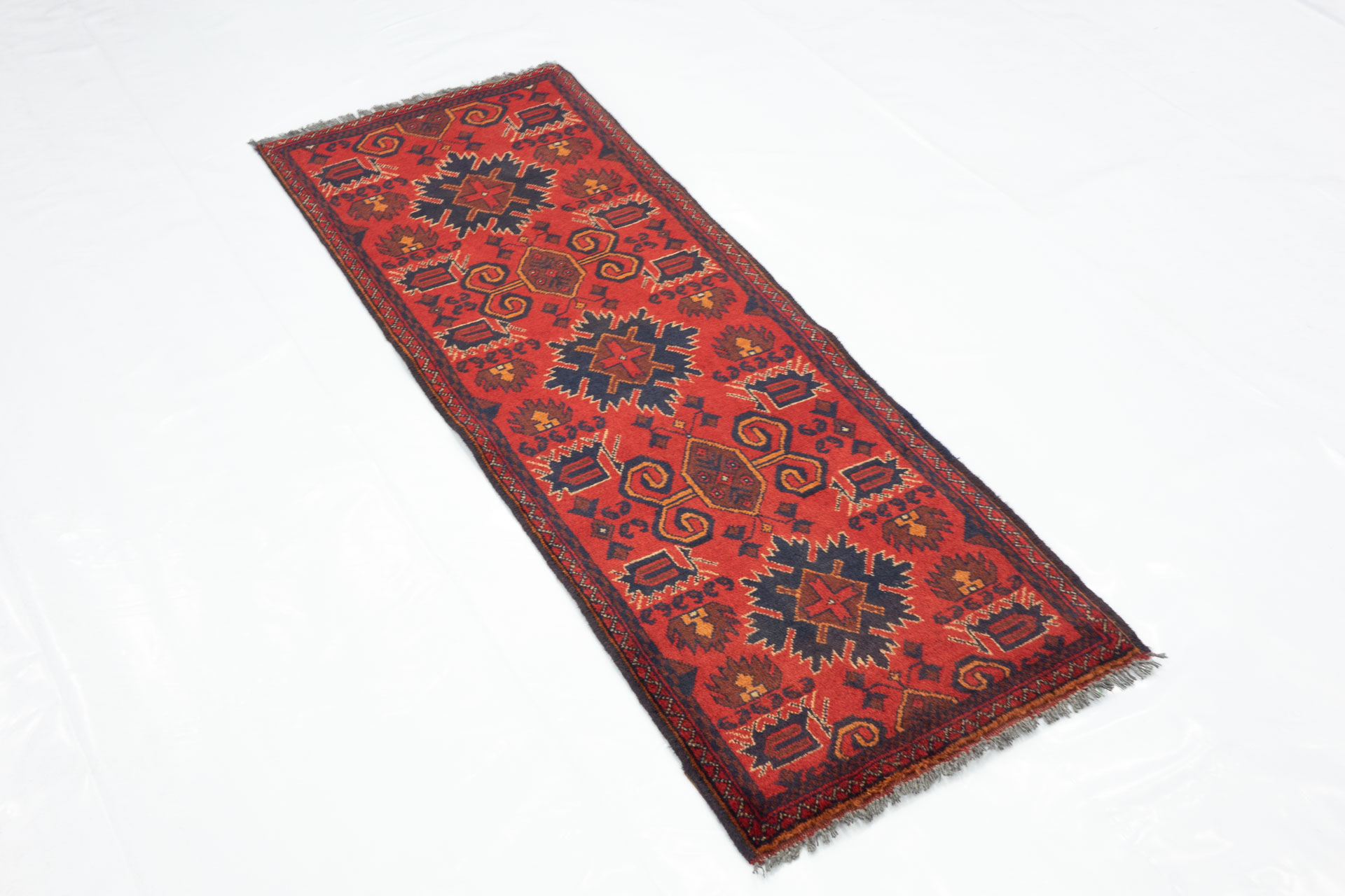 Afghan Khal Mohammadi 50x150 Handgeknüpft Teppich Läufer Braun Geometrisch