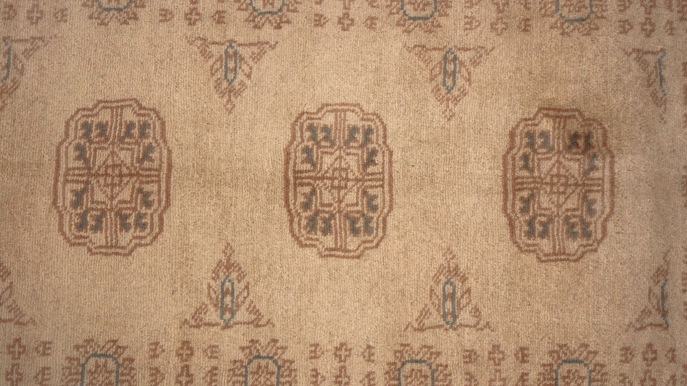 Pakistan Buchara 3ply Teppich 50x80 Handgeknüpft Beige Geometrisch Orient Kurzflor