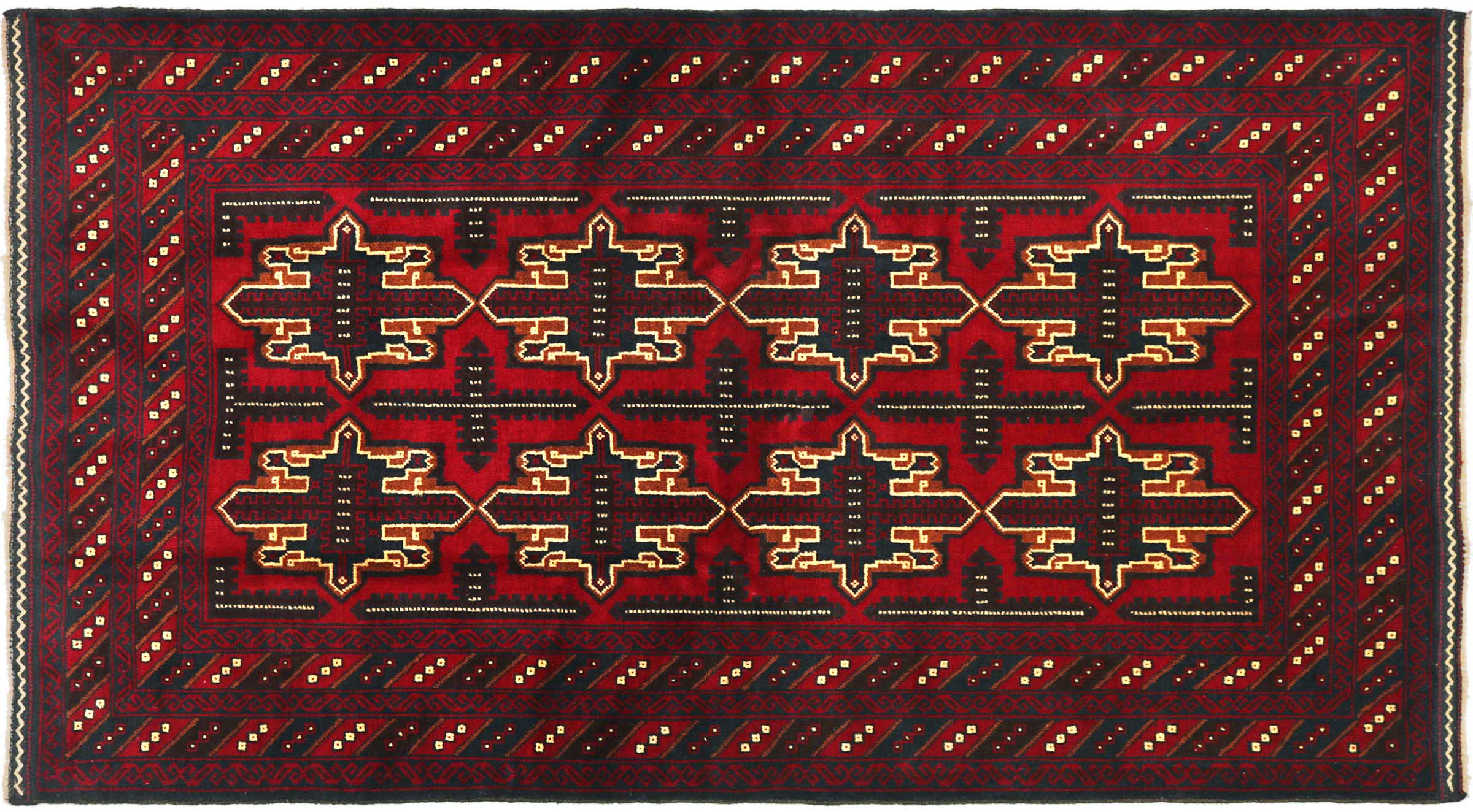 Afghan Belutsch Baluch 120x180 Handgeknüpft Orientteppich Rot Durchgemustert
