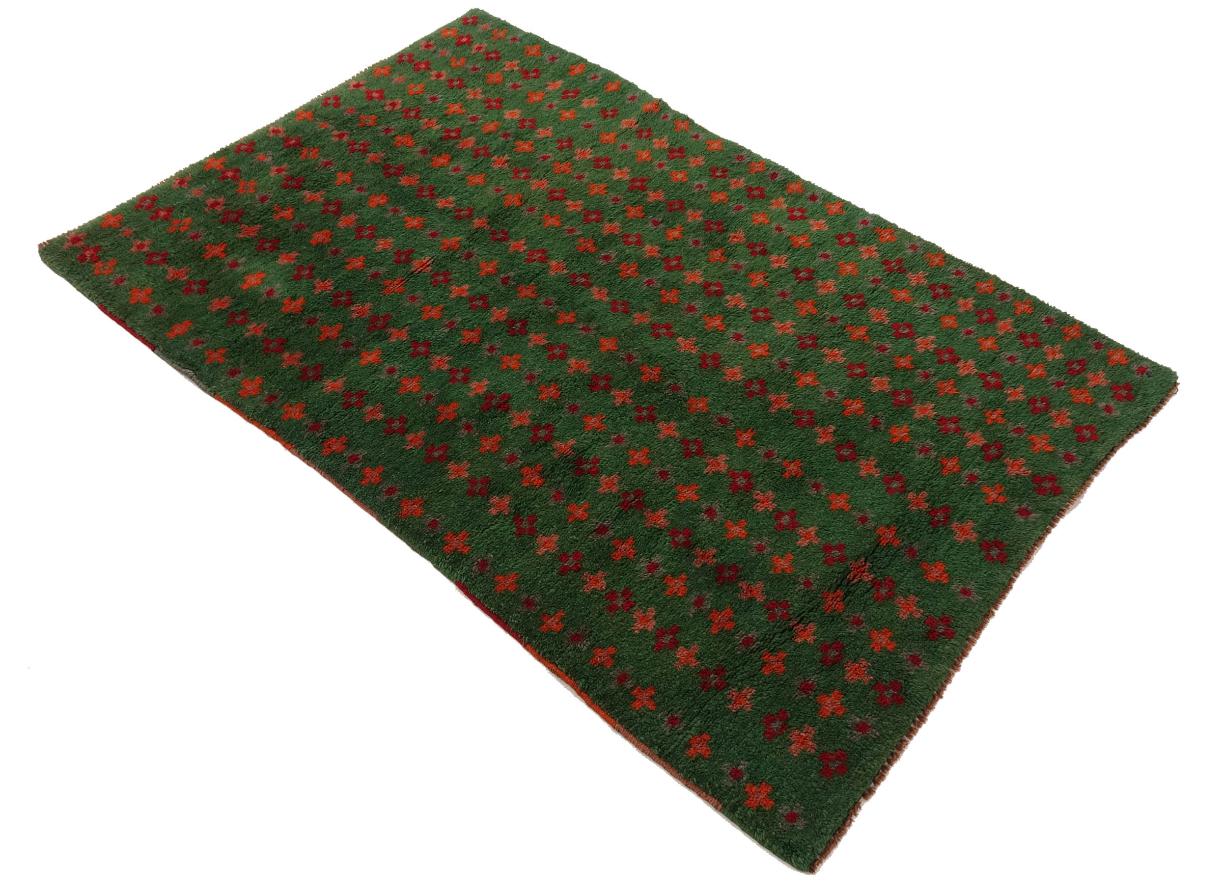 Gabbeh Teppich 120x170 Handgeknüpft Grün Gestreift Orientalisch UNIKAT Kurzflor