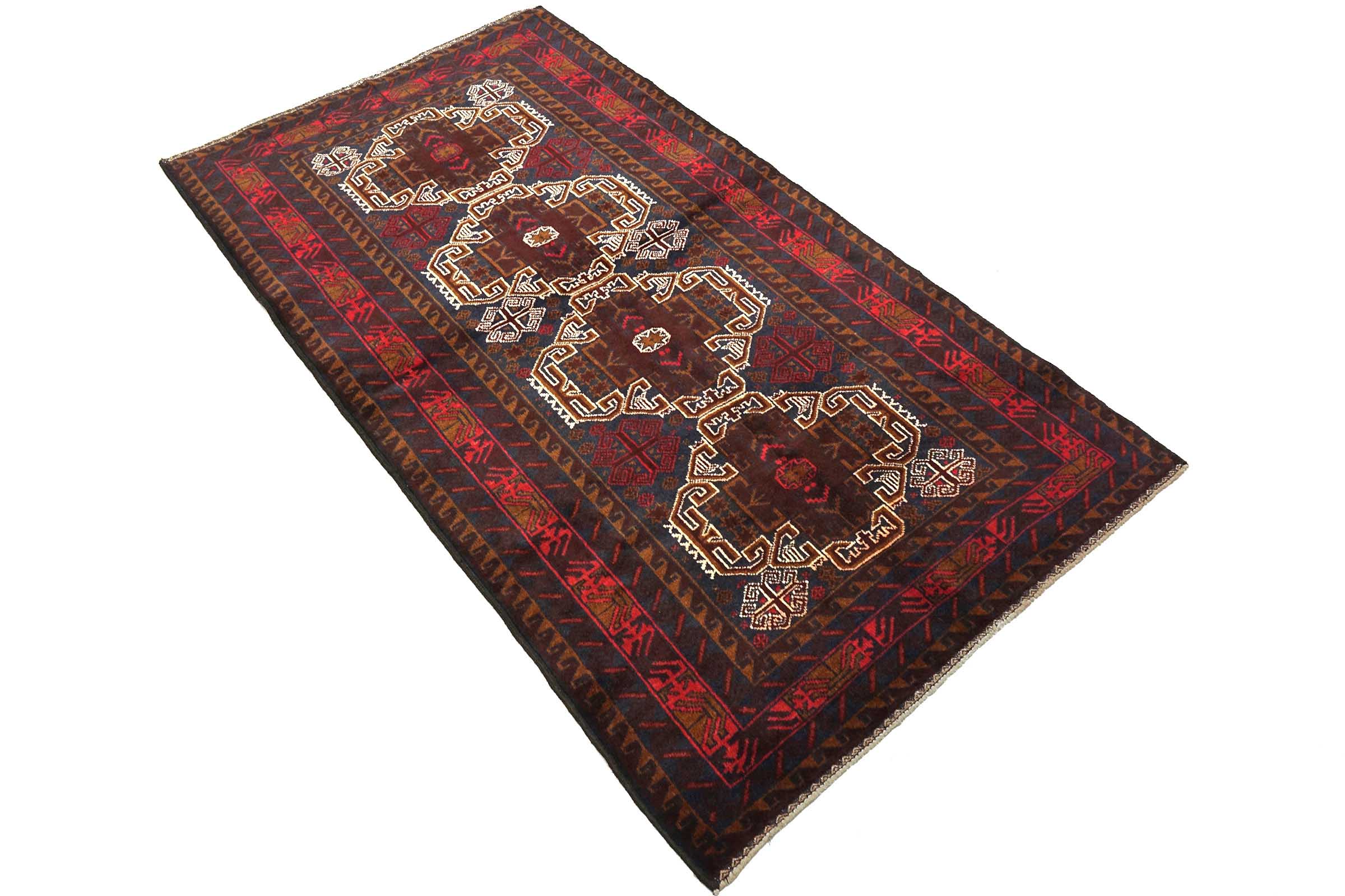 Afghan Belutsch Baluch 110x190 Handgeknüpft Orientteppich Dunkelblau