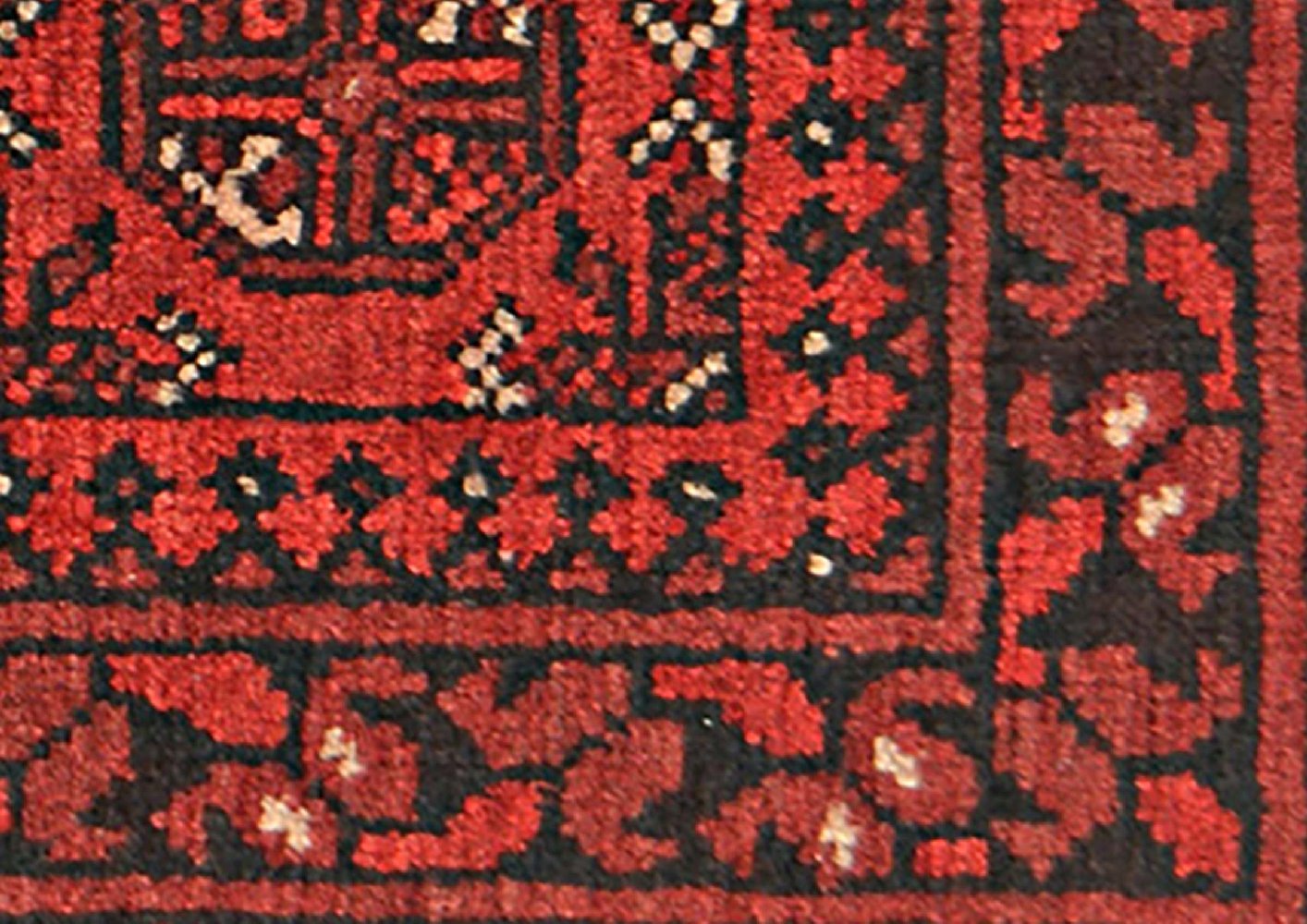 Afghan Aqcha Poshti Teppich 40x60 Handgeknüpft Rot Geometrisch Orient Kurzflor
