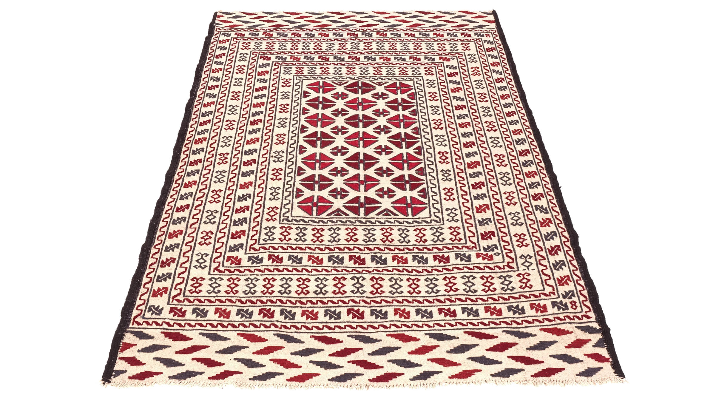 Afghan Kelim Gol Barjasta Teppich 120x180 Handgewebt Beige Geometrisch Handarbeit
