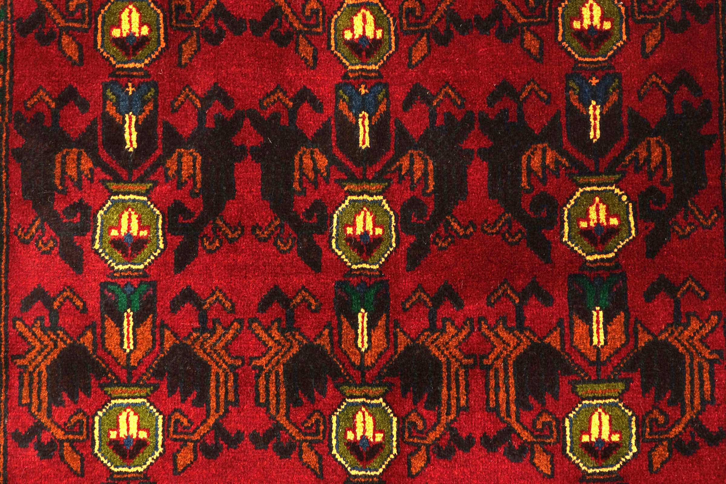 Afghan Belutsch Baluch 110x200 Handgeknüpft Orientteppich Rot Geometrisch Wolle