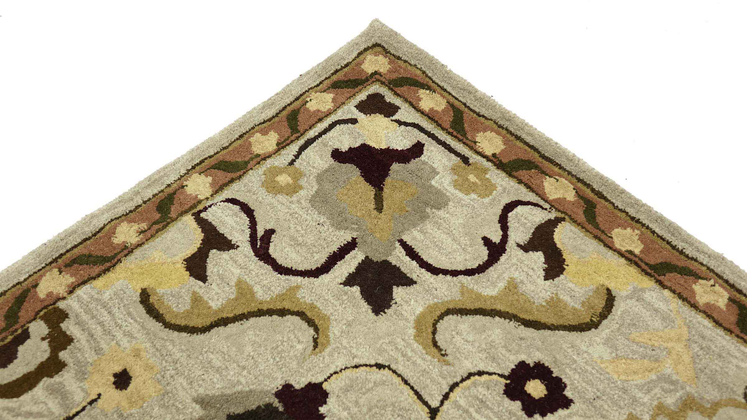 Handgefertigter Teppich 160x230 Beige Medaillon Handarbeit Handtuft Modern