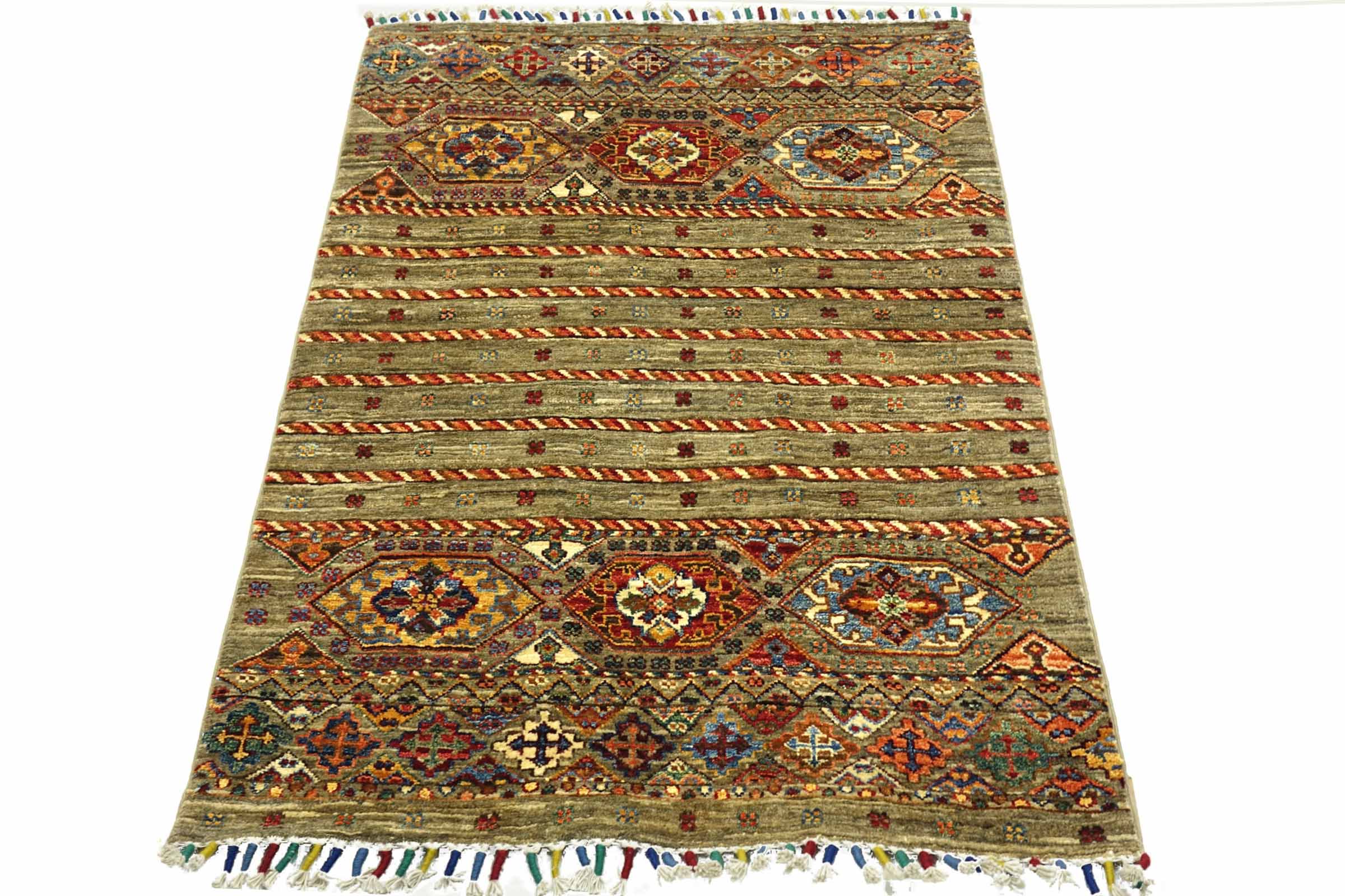 Afghan Khorjin Shaal 80x120 Handgeknüpft Orientteppich Beige Wolle Kurzflor Rug