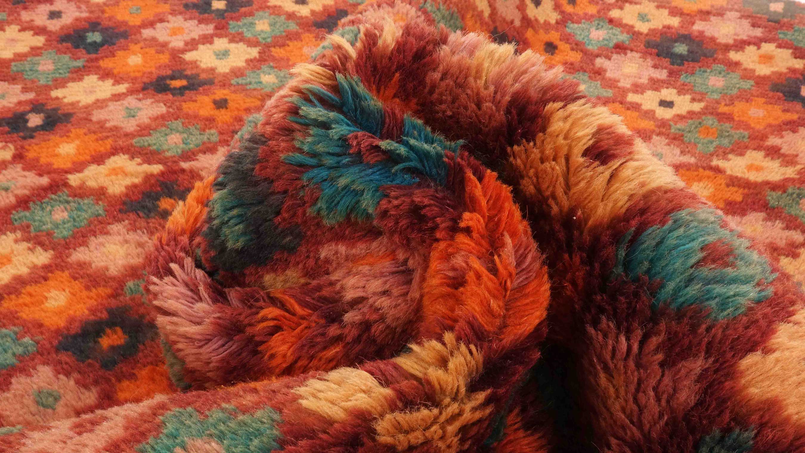 Gabbeh Teppich 100x190 Handgeknüpft Braun Durchgemustert Orientalisch UNIKAT Kurzflor