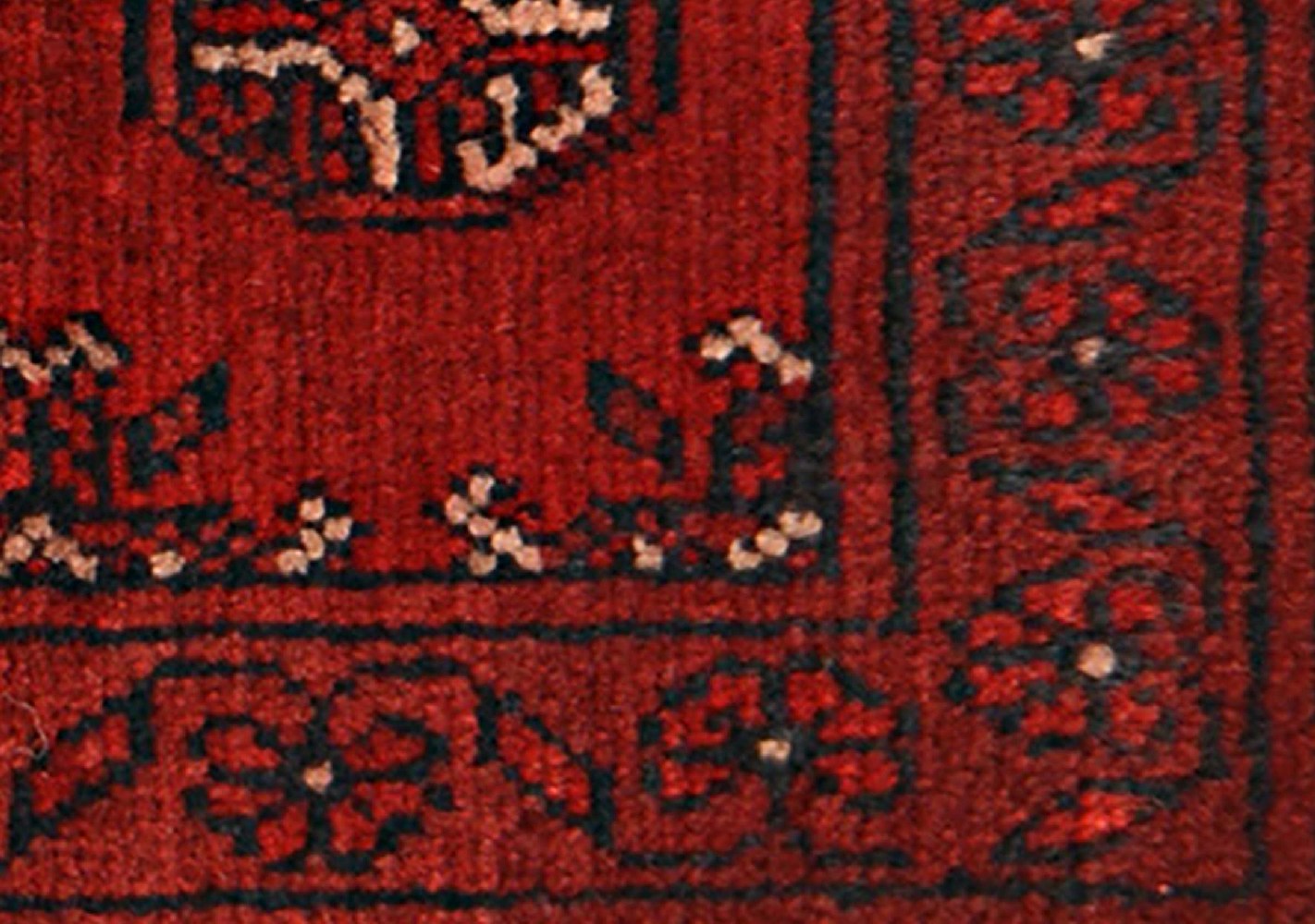 Afghan Aqcha Poshti Teppich 40x60 Handgeknüpft Rot Geometrisch Orient Kurzflor