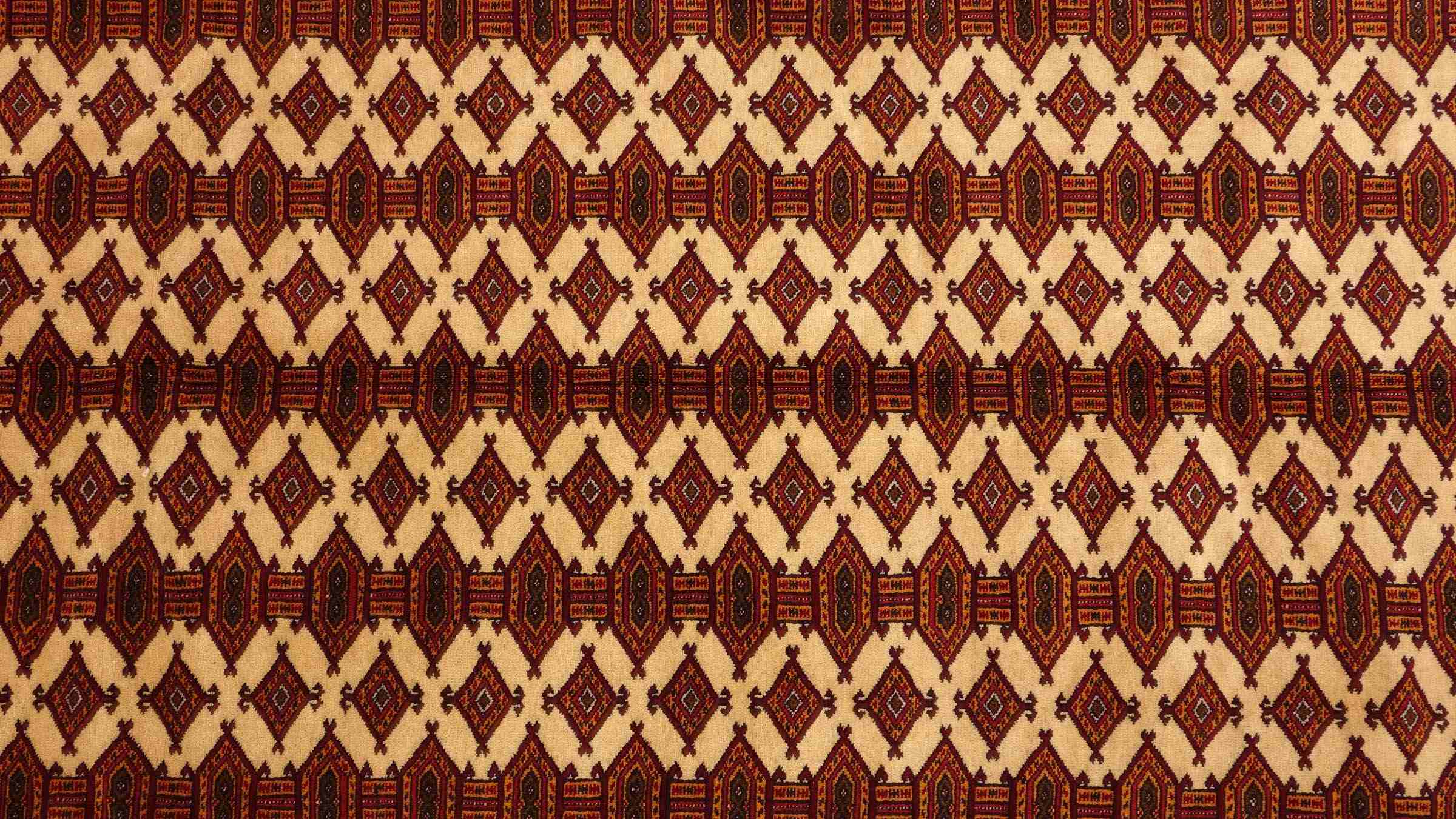 Afghanischer Teppich Zahir Shahi 200x300 Handgeknüpft Beige Geometrisch Orientalisch