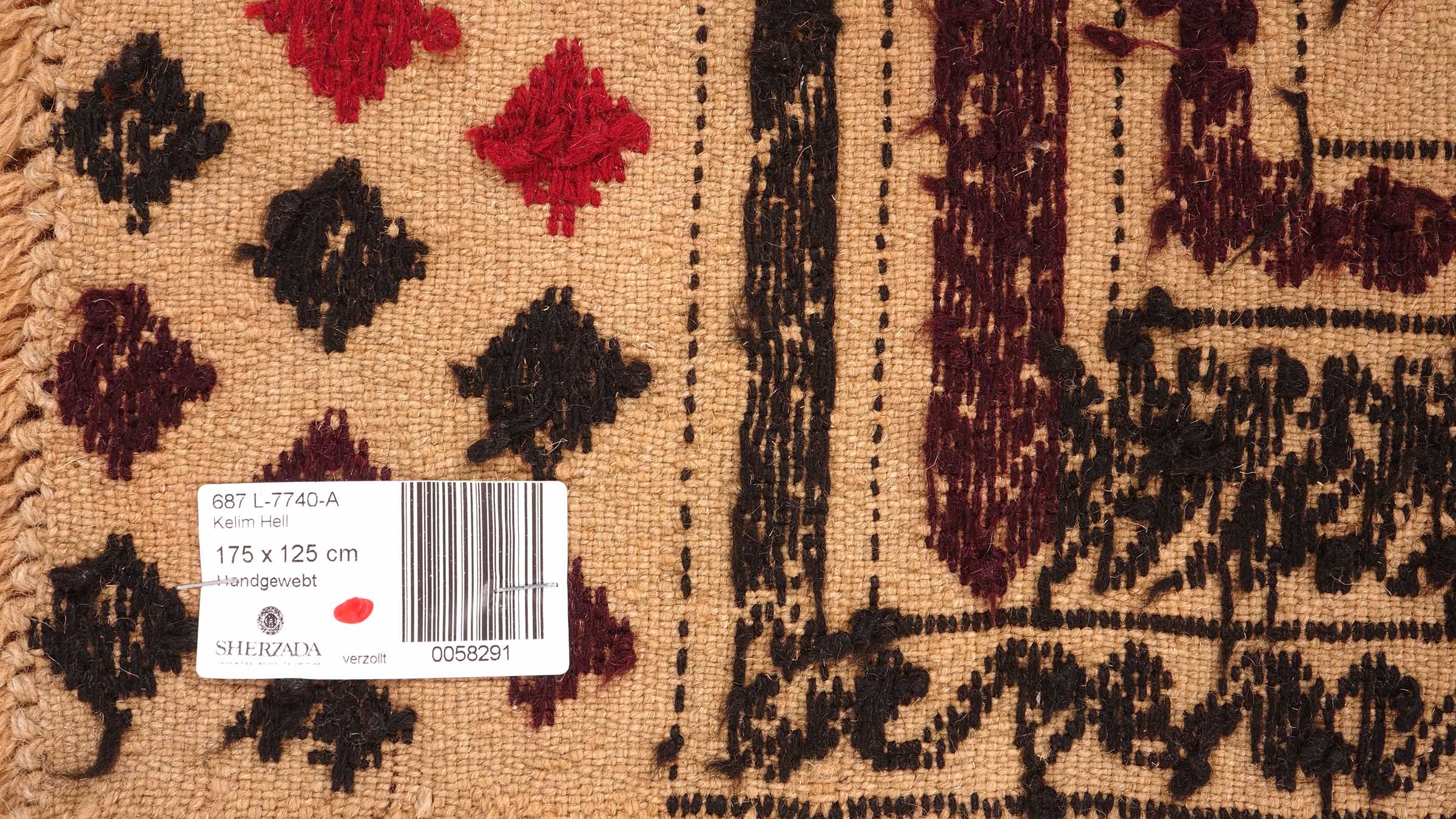 Afghan Kelim Gol Barjasta Teppich 120x180 Handgewebt Gold Geometrisch Handarbeit Gewebt