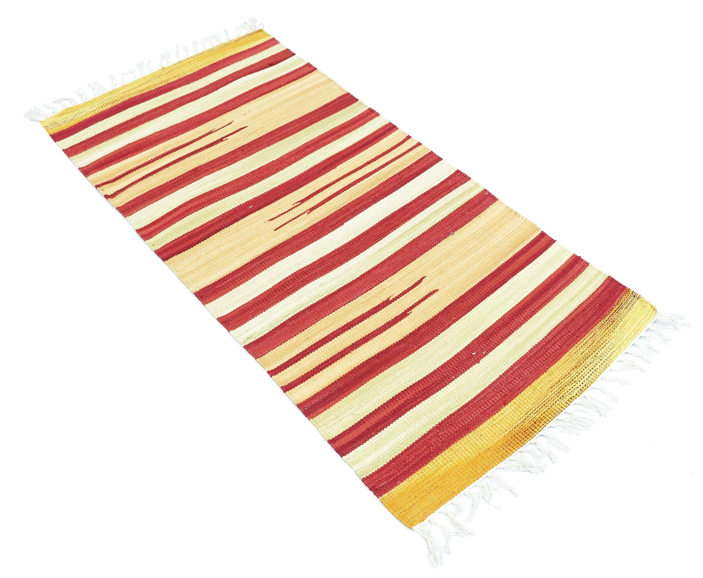 Knallbunter Kelim Teppich 60x120 Handgewebt Mehrfarbig Streifen Handarbeit Gewebt