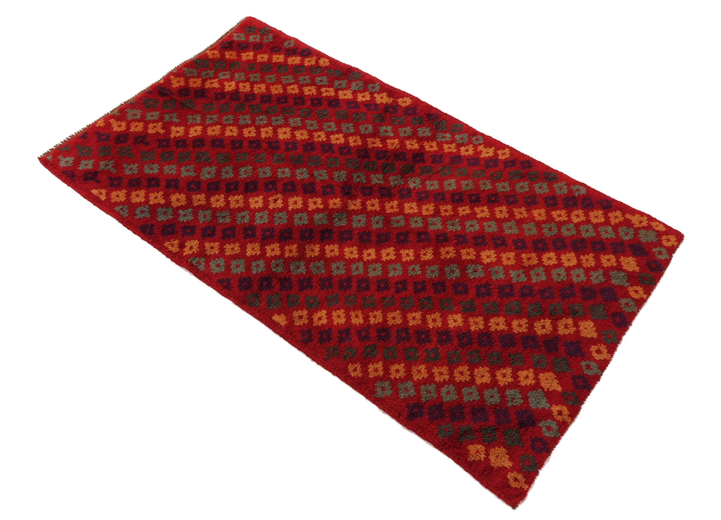 Gabbeh Teppich 110x190 Handgeknüpft Rot Gestreift Orientalisch UNIKAT Kurzflor