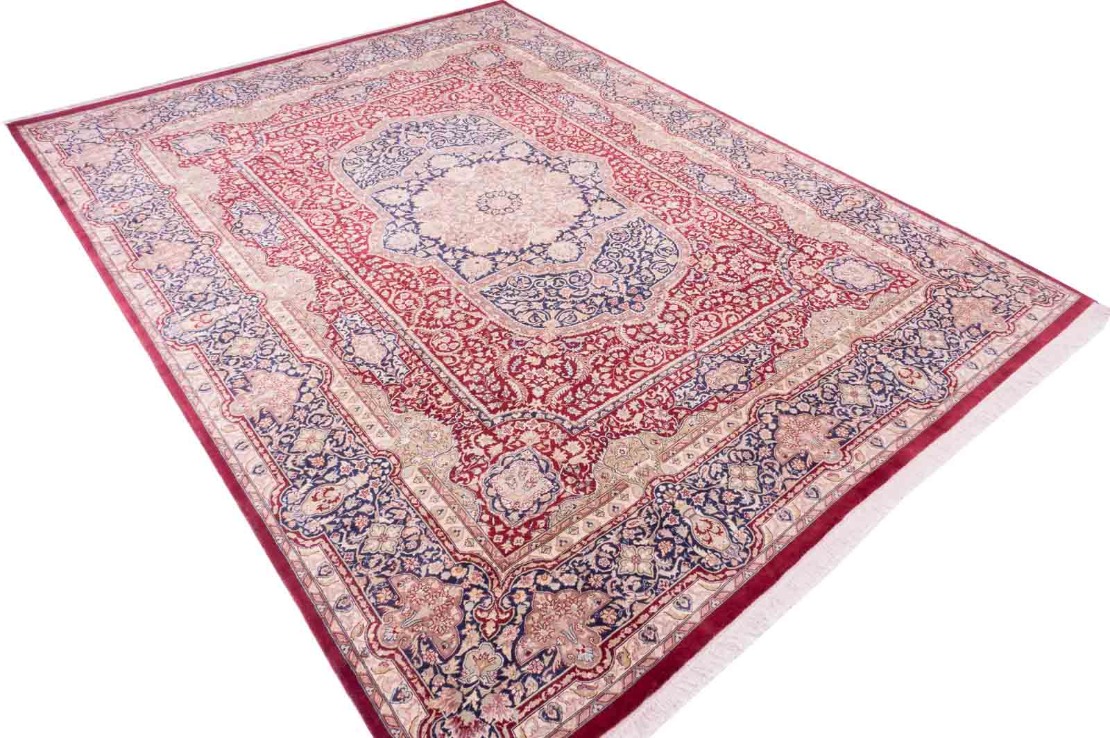 Afghan Chobi Ziegler Fein 280x370 Handgeknüpft Teppich Rot Medaillon Kurzflor