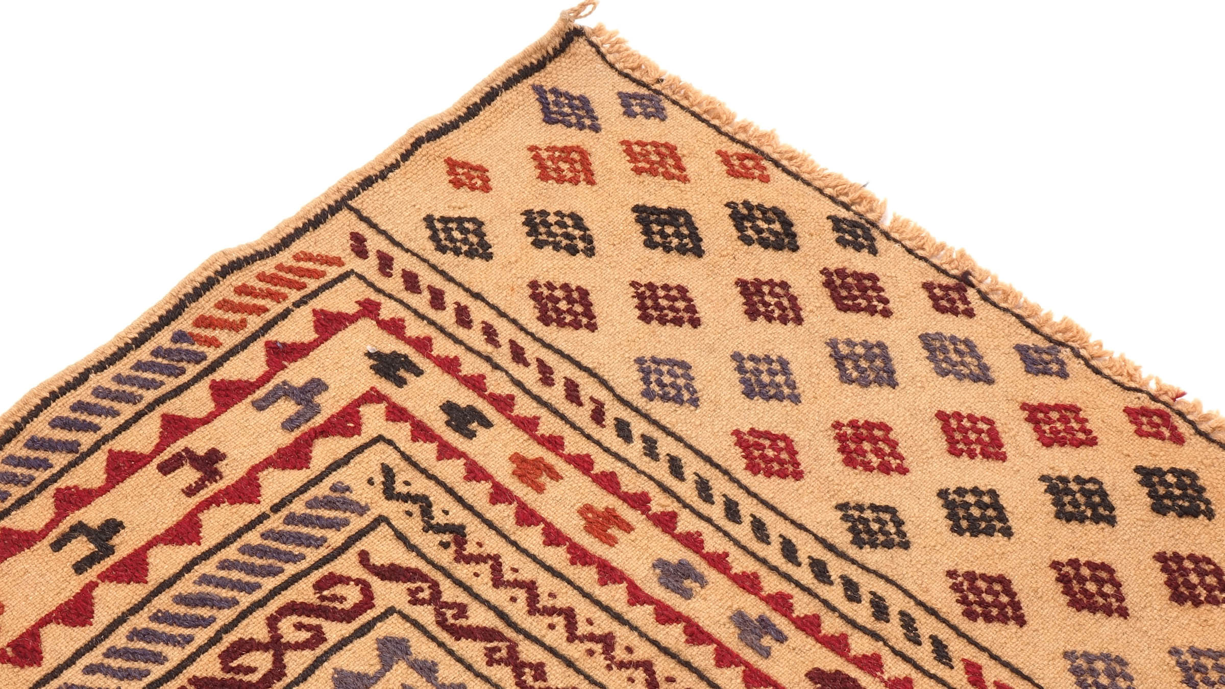 Afghan Kelim Gol Barjasta Teppich 120x180 Handgewebt Gold Geometrisch Handarbeit Gewebt